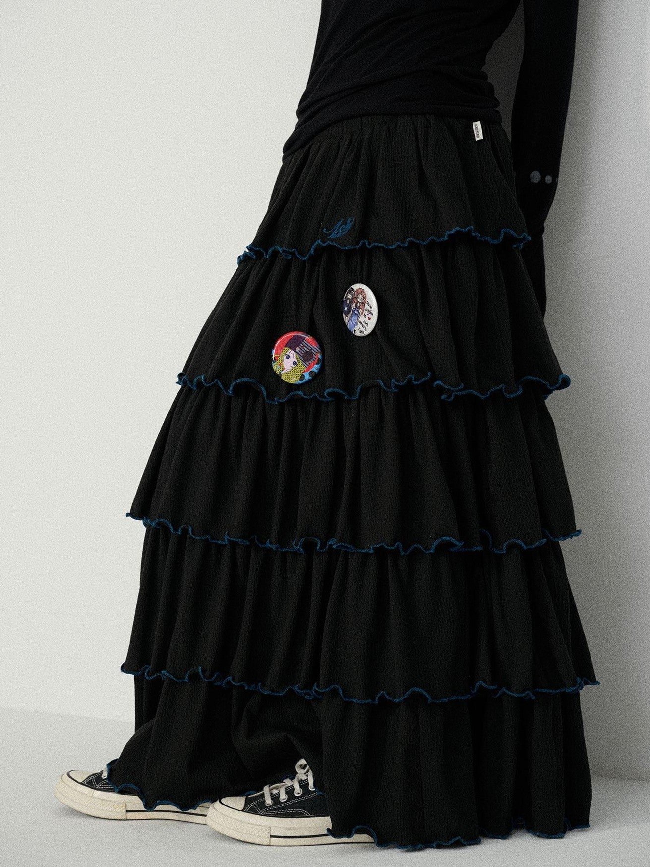 Achihara Tiered Cake Midi Ruffled Women'S Polyester Cotton Pleated Skirts