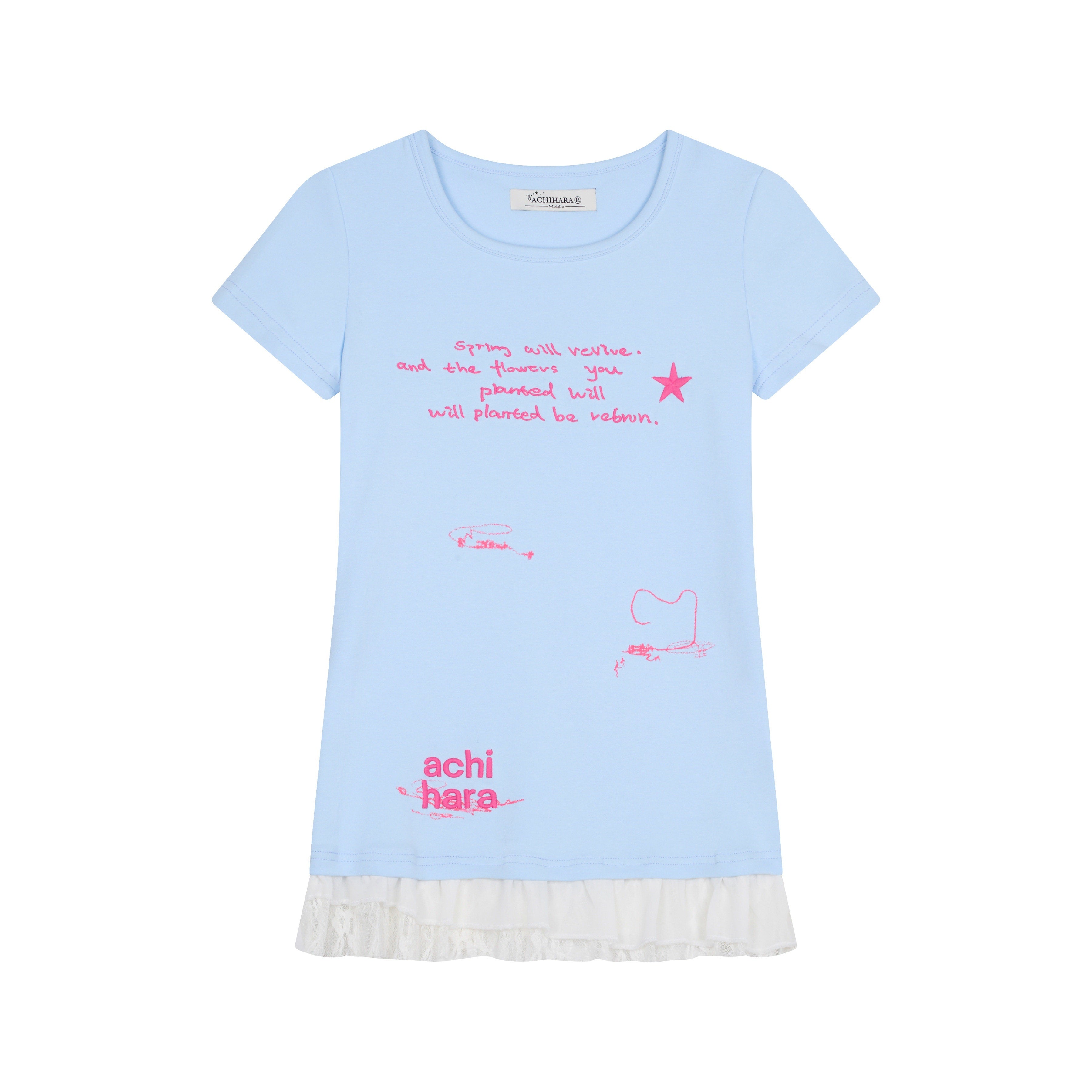 Achihara_Time_Bandage_Lace_Print_Slim_Fit_Women'S_Cotton_Spandex_Short_Sleeve_T-Shirts_MISSTT