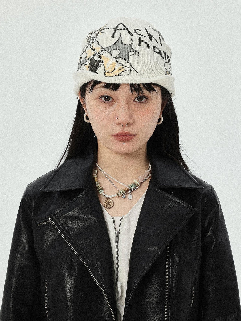 Achihara Urban Street Knitted Manga Girl Print Women'S Acrylic Winter Hats
