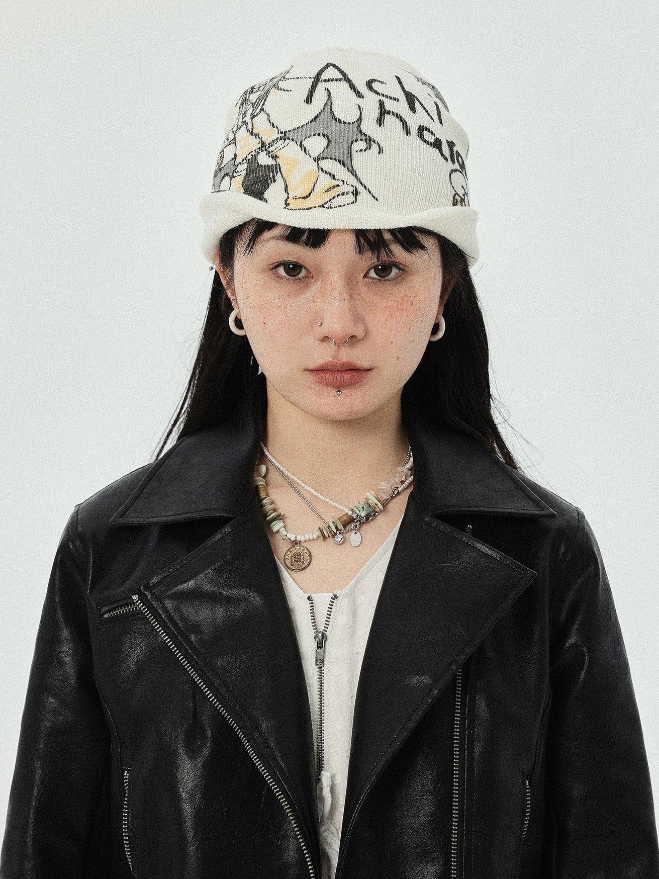 Achihara Urban Street Knitted Manga Girl Print Women'S Acrylic Winter Hats