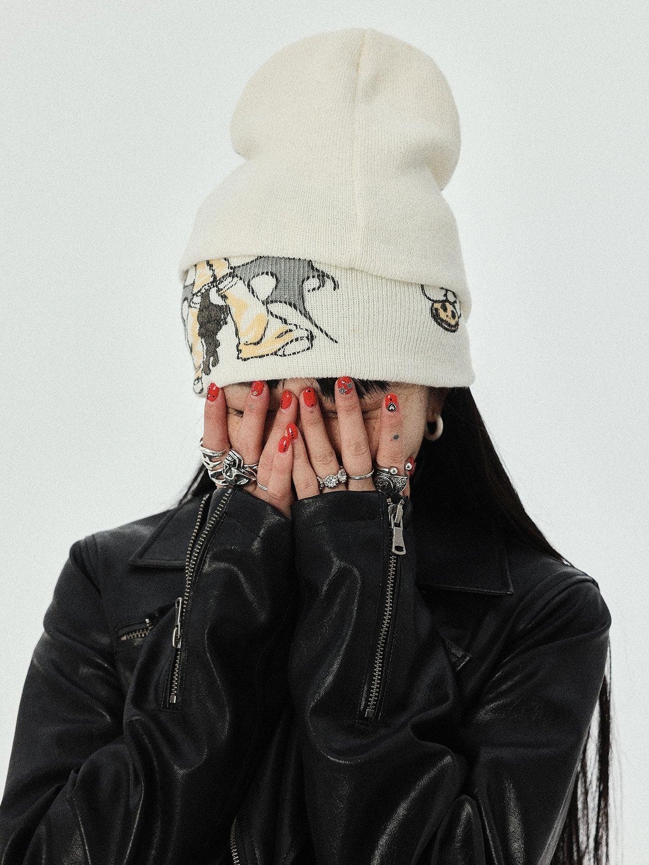 Achihara Urban Street Knitted Manga Girl Print Women'S Acrylic Winter Hats
