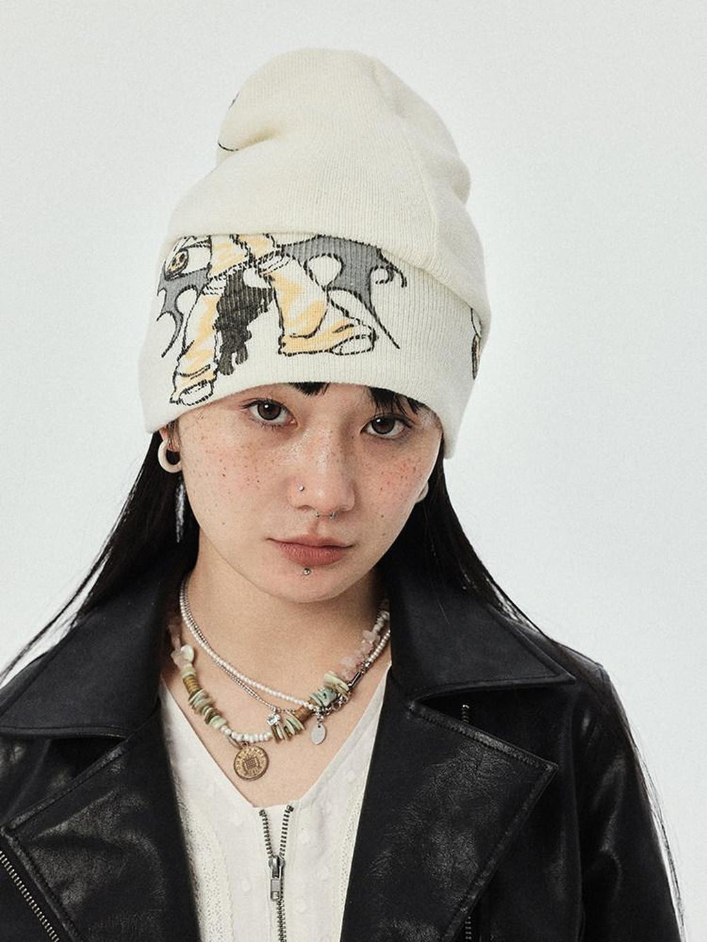 Achihara Urban Street Knitted Manga Girl Print Women'S Acrylic Winter Hats
