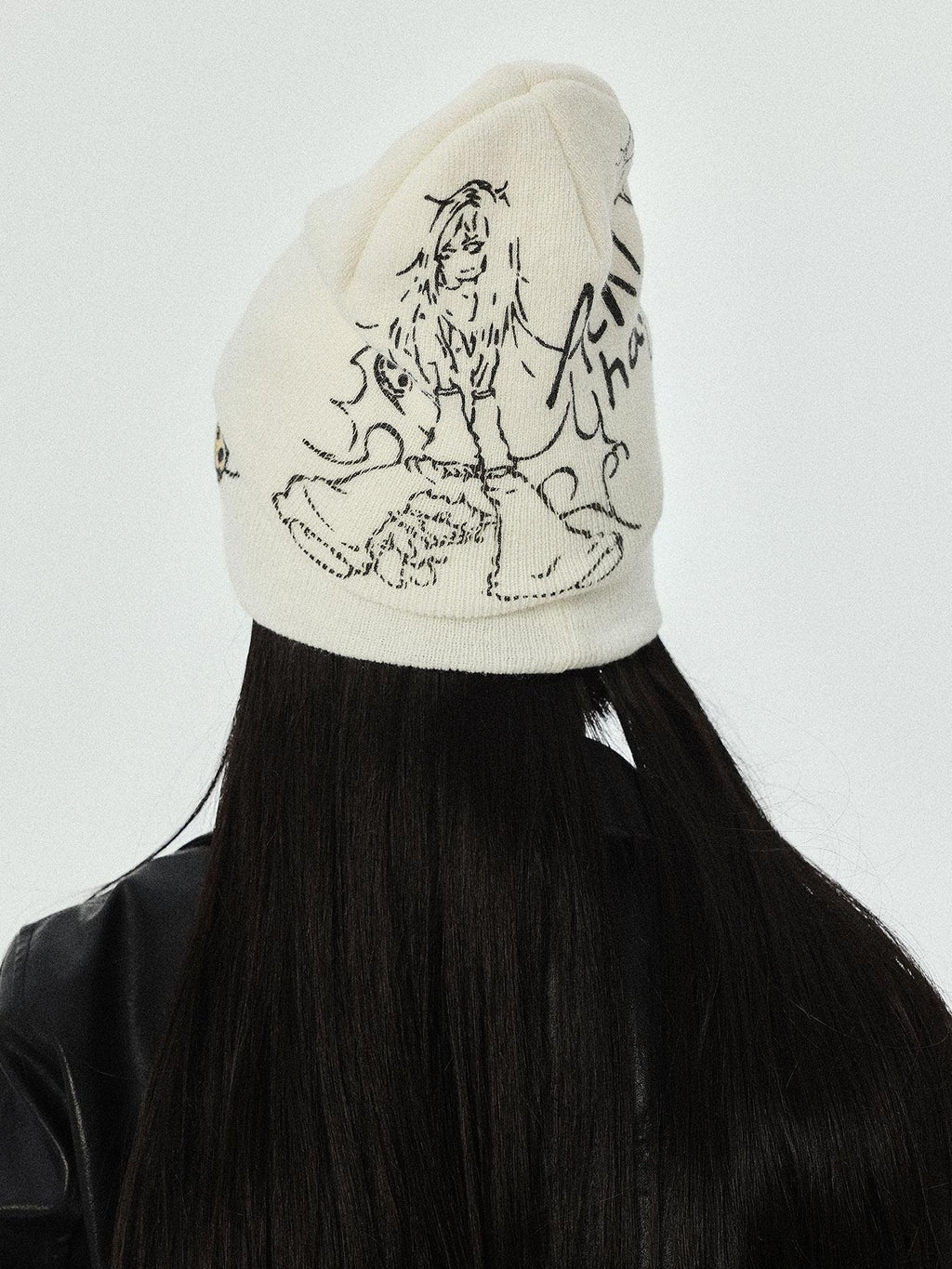 Achihara Urban Street Knitted Manga Girl Print Women'S Acrylic Winter Hats