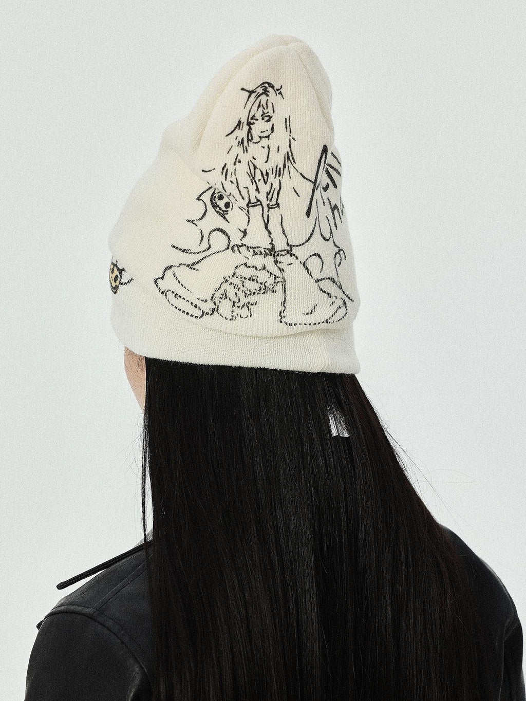 Achihara Urban Street Knitted Manga Girl Print Women'S Acrylic Winter Hats
