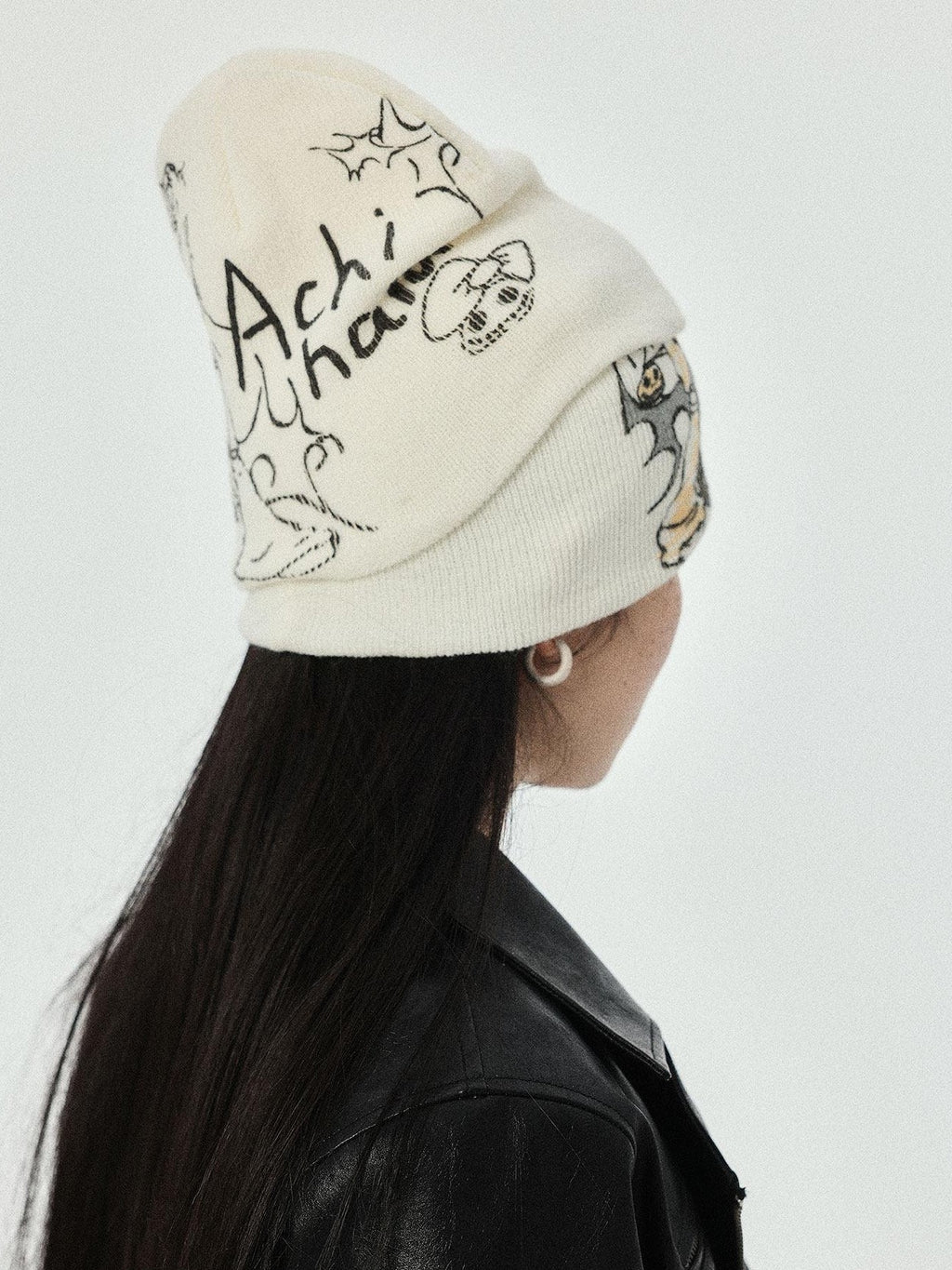 Achihara Urban Street Knitted Manga Girl Print Women'S Acrylic Winter Hats