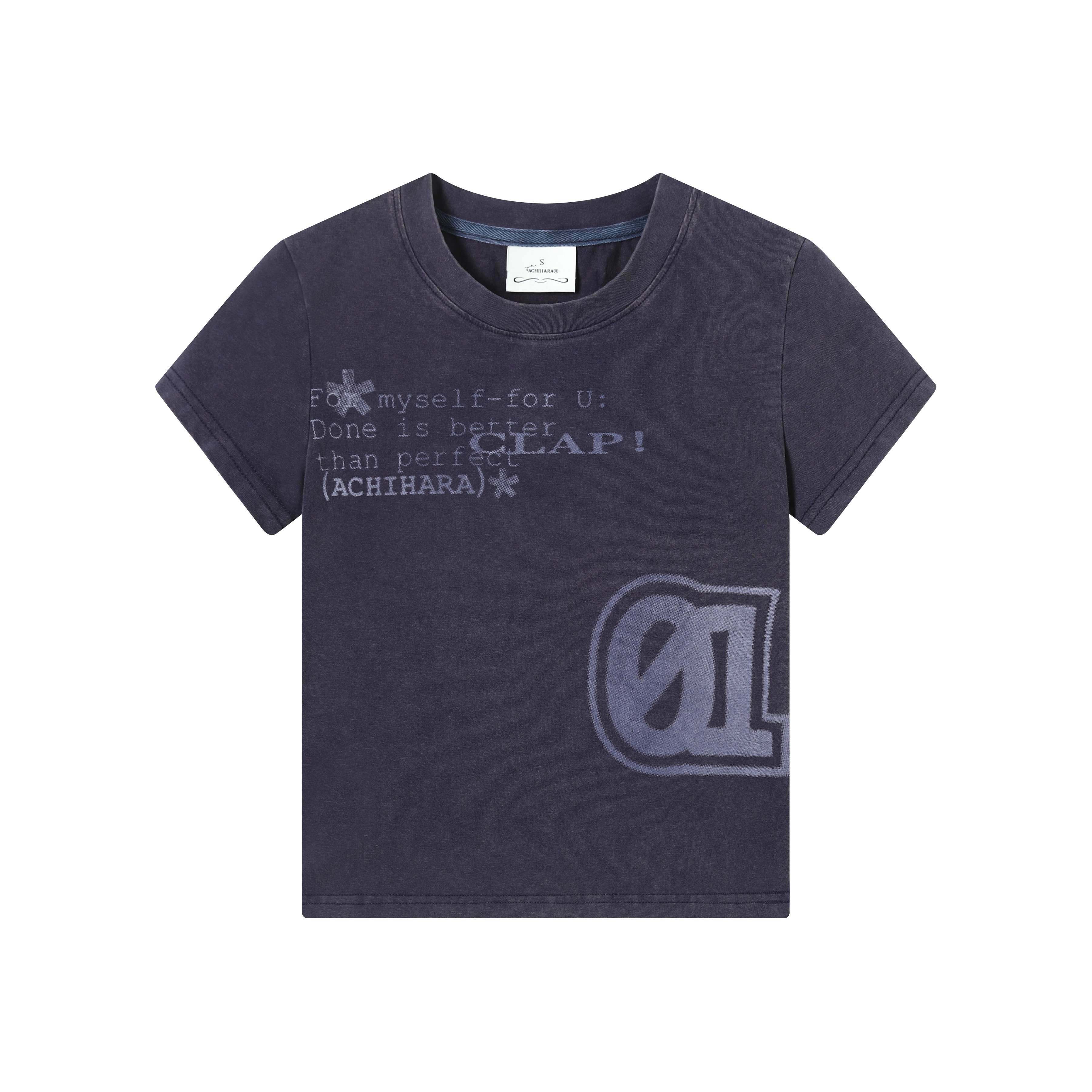 Achihara_Washed_Asterisk_Print_Cropped_Slim_Women'S_Cotton_Blend_Short_Sleeve_T-Shirts_MISSTT