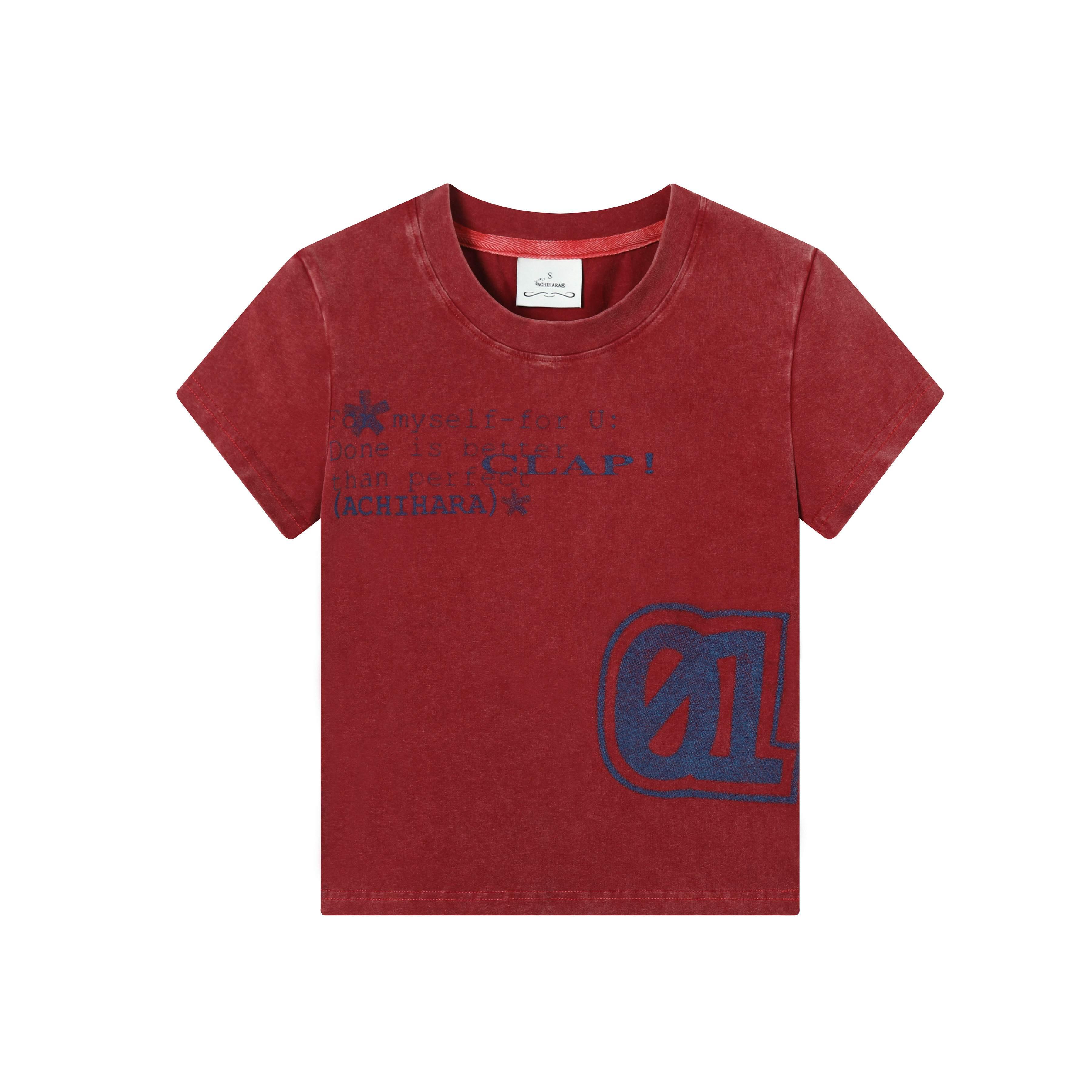 Achihara_Washed_Asterisk_Print_Cropped_Slim_Women'S_Cotton_Blend_Short_Sleeve_T-Shirts_MISSTT
