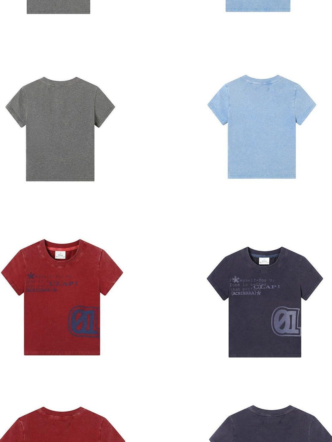 Achihara Washed Asterisk Print Cropped Slim Women'S Cotton Blend Short Sleeve T-Shirts