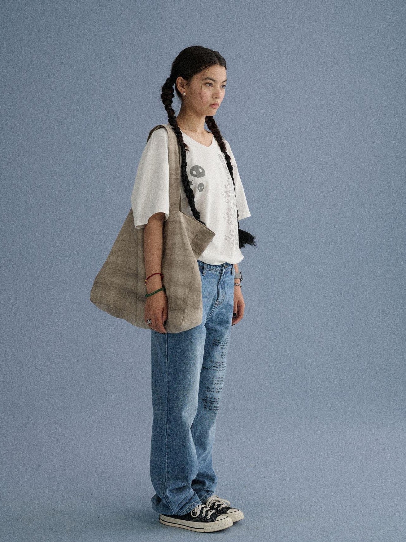 Achihara White Brown Pleated Tote Single Strap Multiway Women'S Linen Handbags