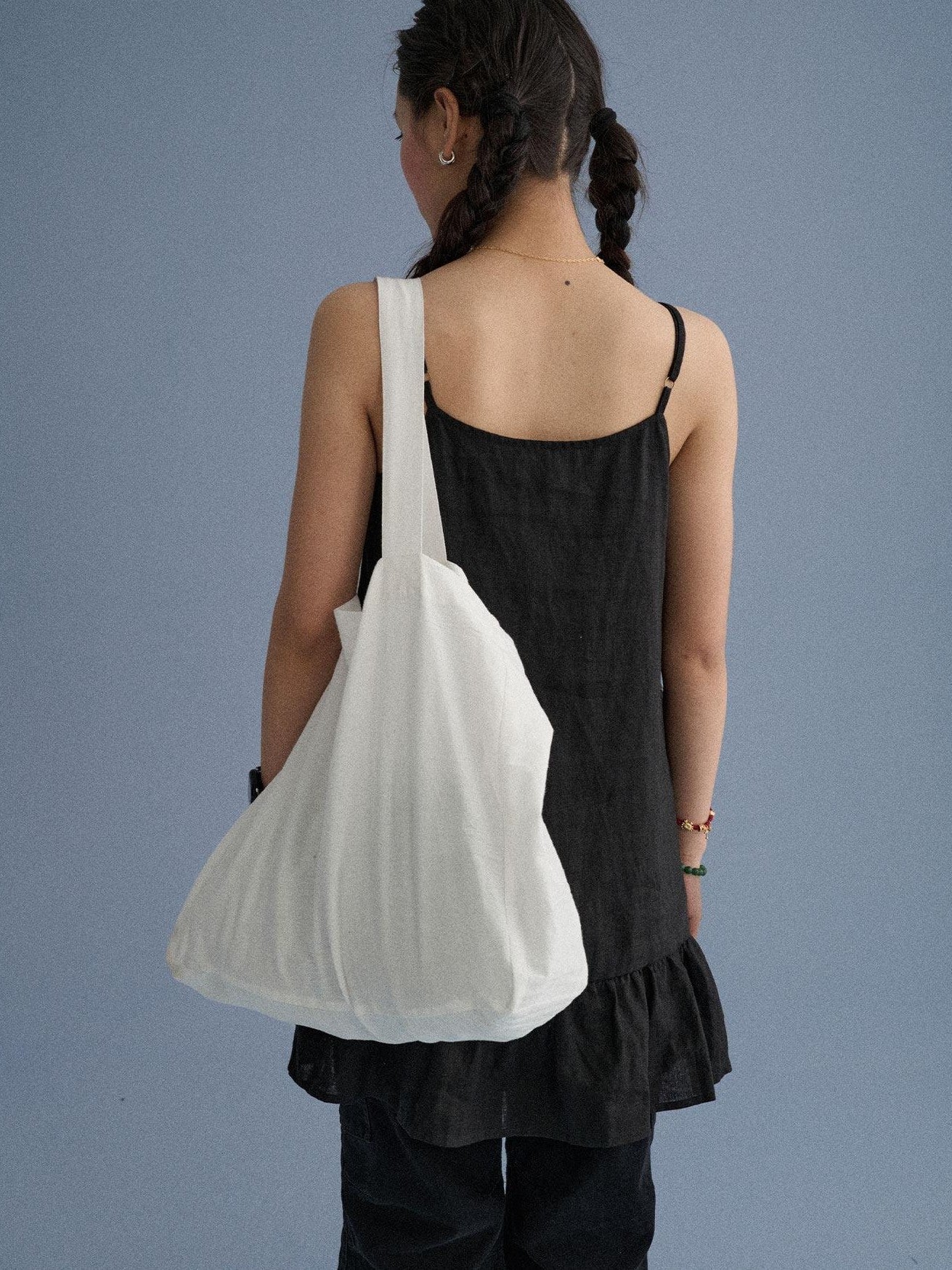 Achihara White Brown Pleated Tote Single Strap Multiway Women'S Linen Handbags
