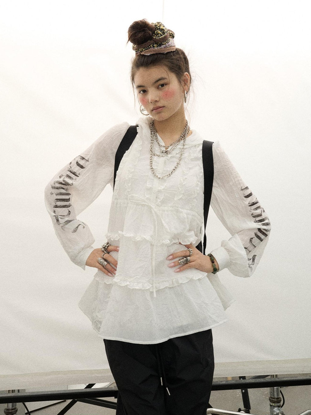 Achihara White Crinkle Long Sleeve Uv Women'S Poly Cotton Casual Mini Dresses