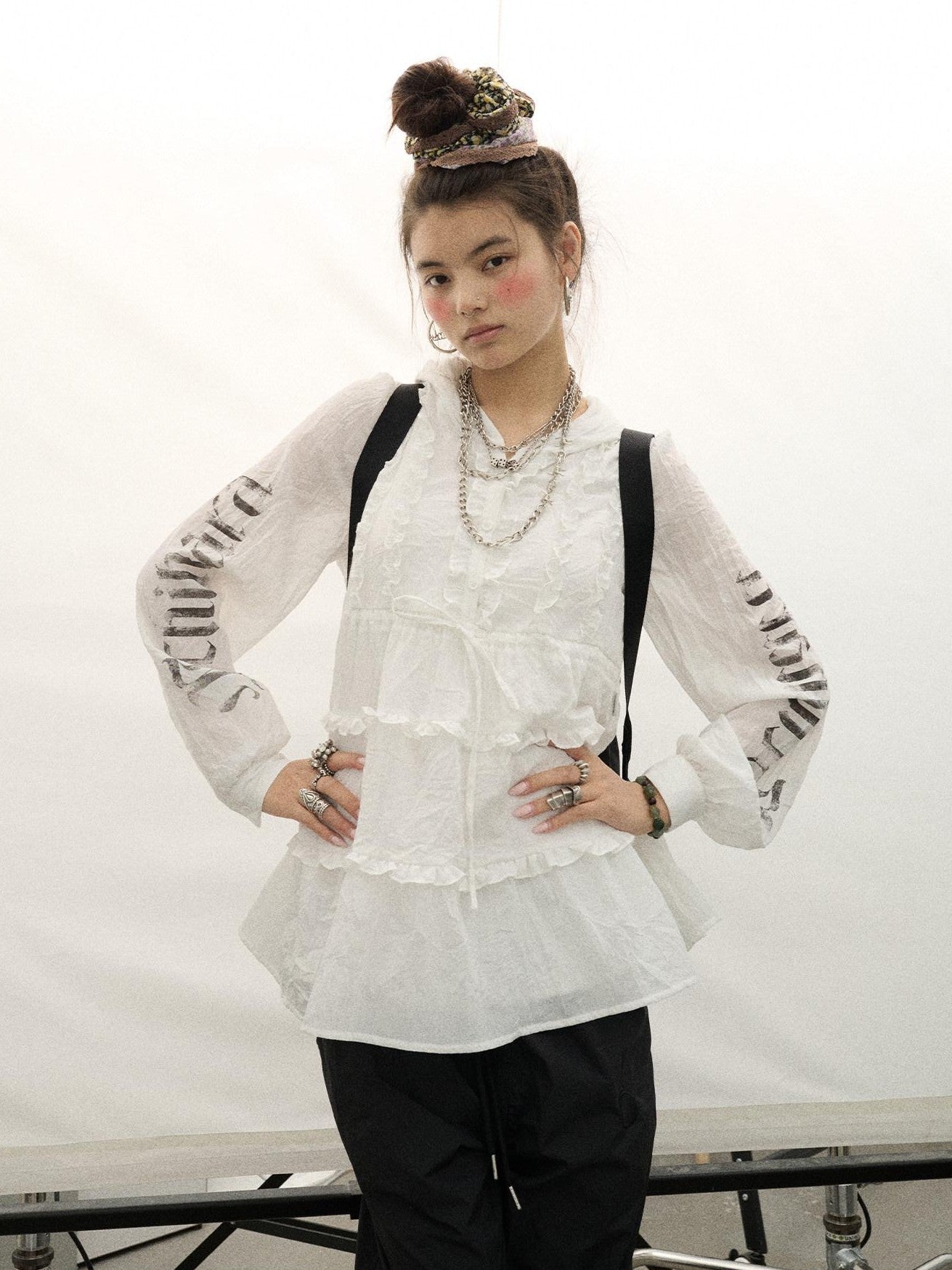 Achihara White Crinkle Long Sleeve Uv Women'S Poly Cotton Casual Mini Dresses