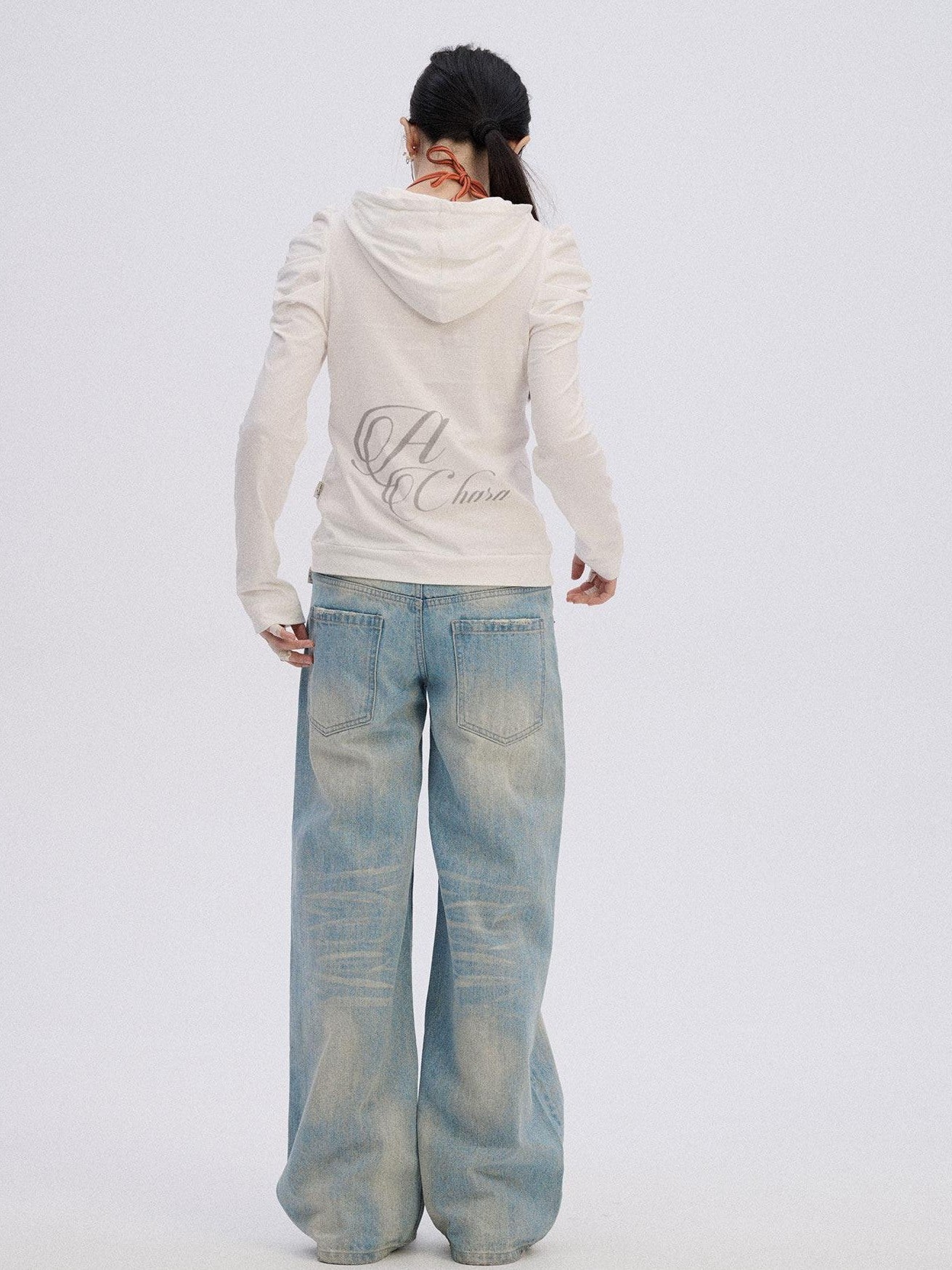 Achihara White Hooded Straight Fit Women'S 100 Percent Cotton Long Sleeve T-Shirts