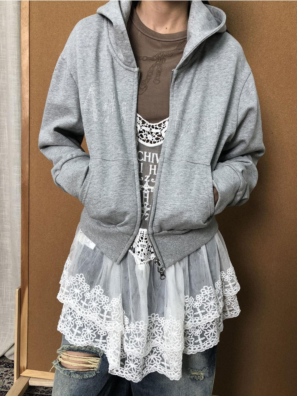 Achihara White Lace Spaghetti Strap Layering Women'S Cotton Casual Mini Dresses