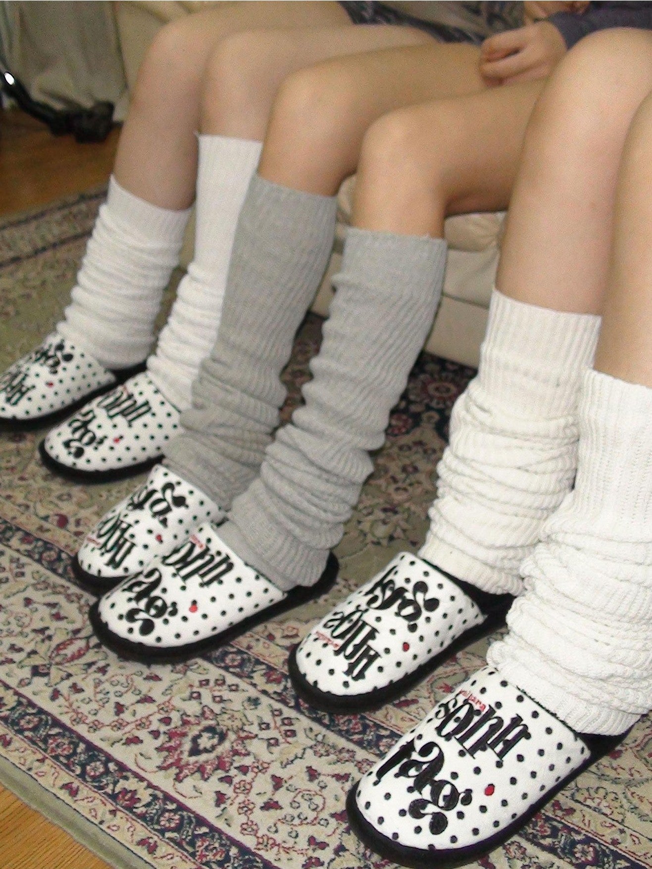 Achihara White Polka Dot Colorblock Casual Women'S Cotton Fabric Accessories