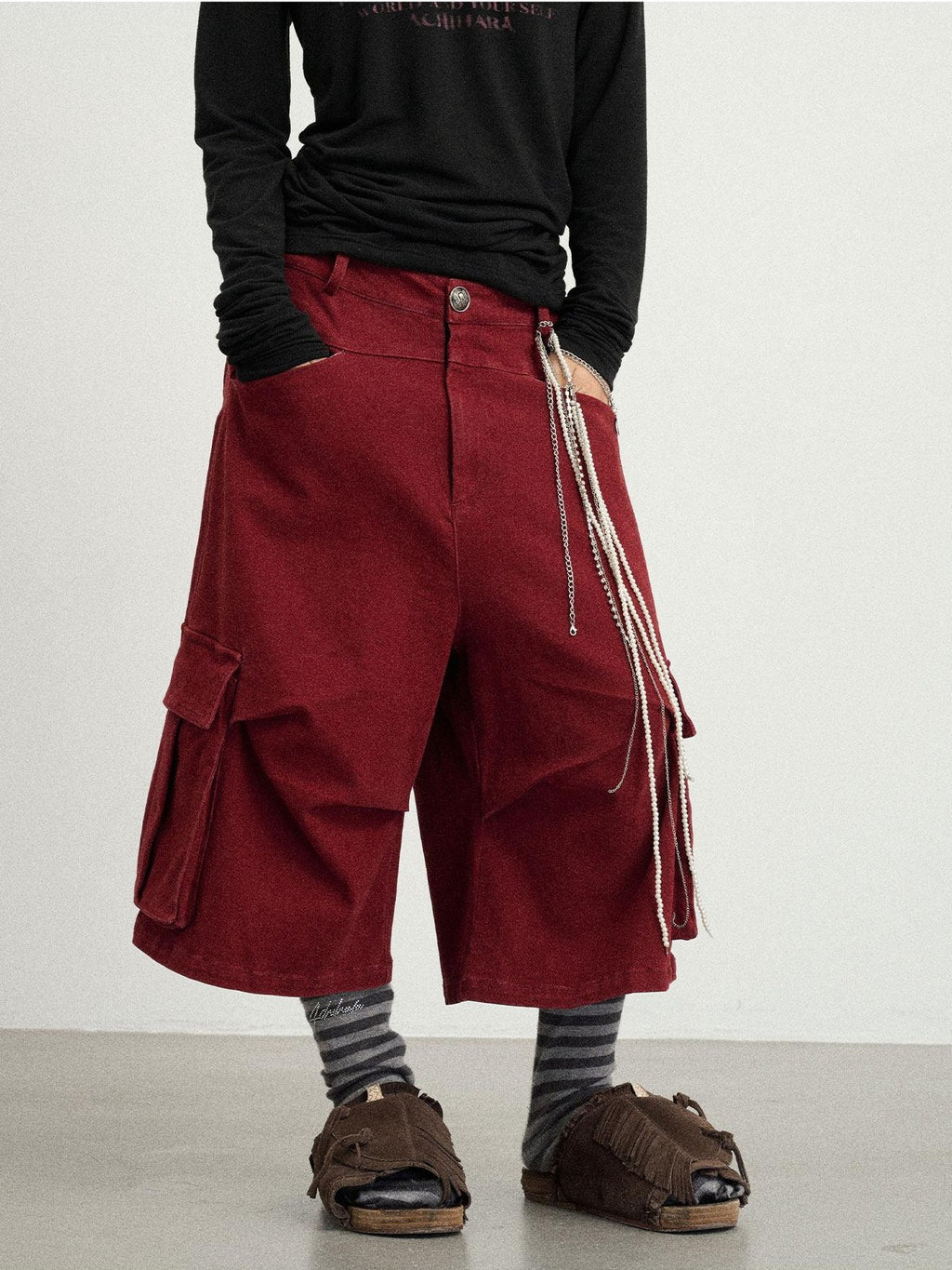 Achihara Wide Leg Cargo Low Waist Women'S Cotton Spandex Blend Capri Pants