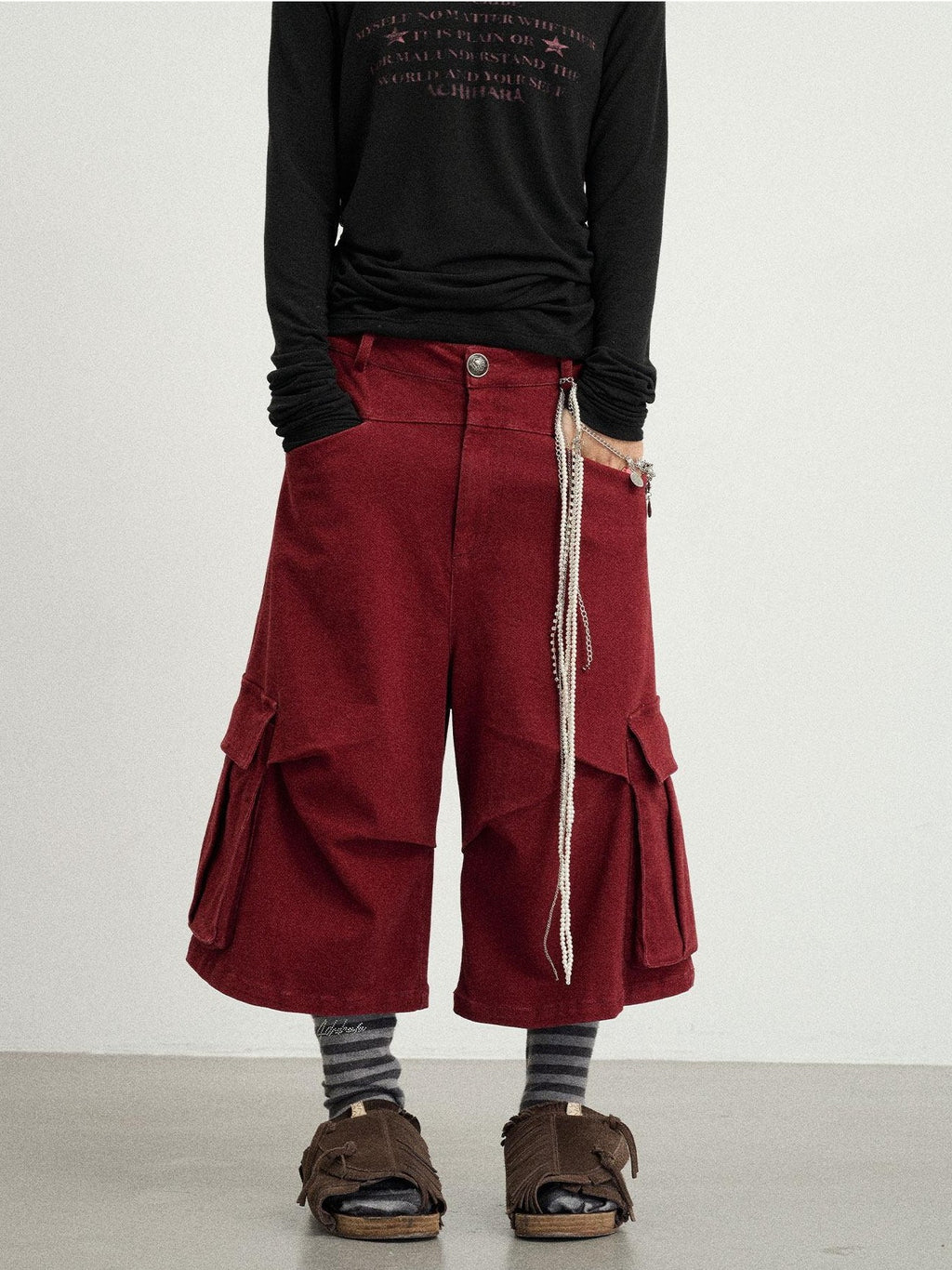 Achihara Wide Leg Cargo Low Waist Women'S Cotton Spandex Blend Capri Pants