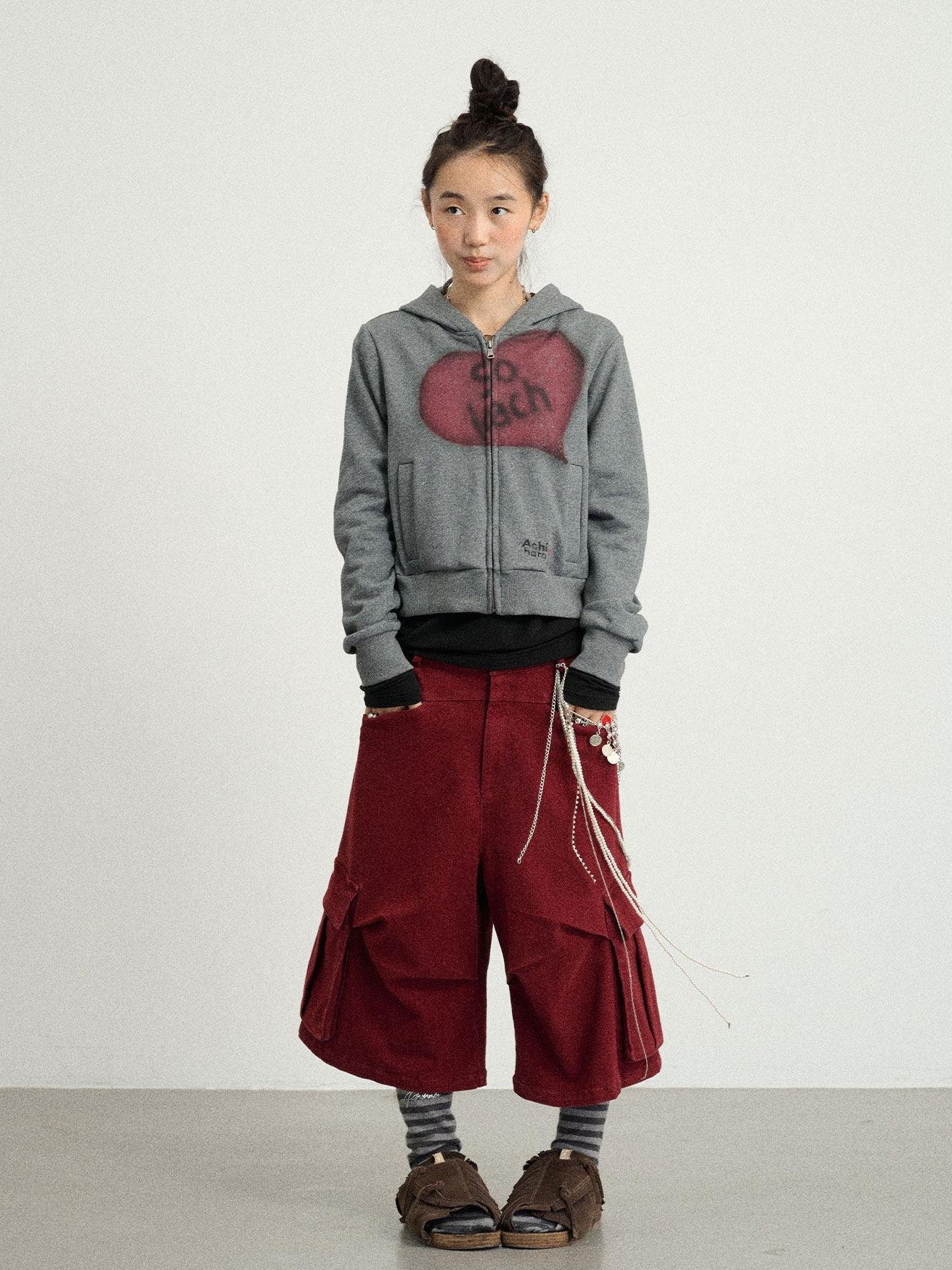 Achihara Wide Leg Cargo Low Waist Women'S Cotton Spandex Blend Capri Pants