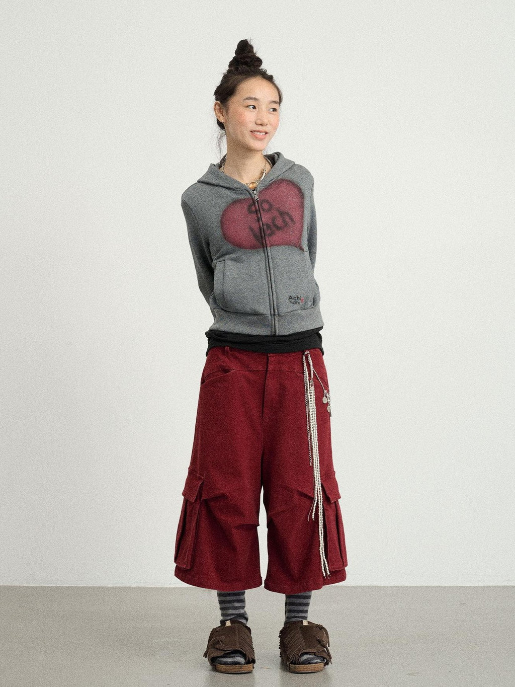 Achihara Wide Leg Cargo Low Waist Women'S Cotton Spandex Blend Capri Pants