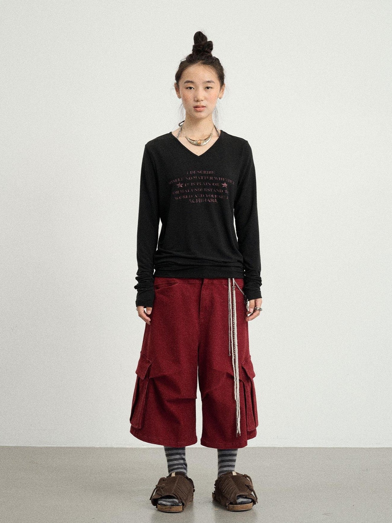 Achihara Wide Leg Cargo Low Waist Women'S Cotton Spandex Blend Capri Pants