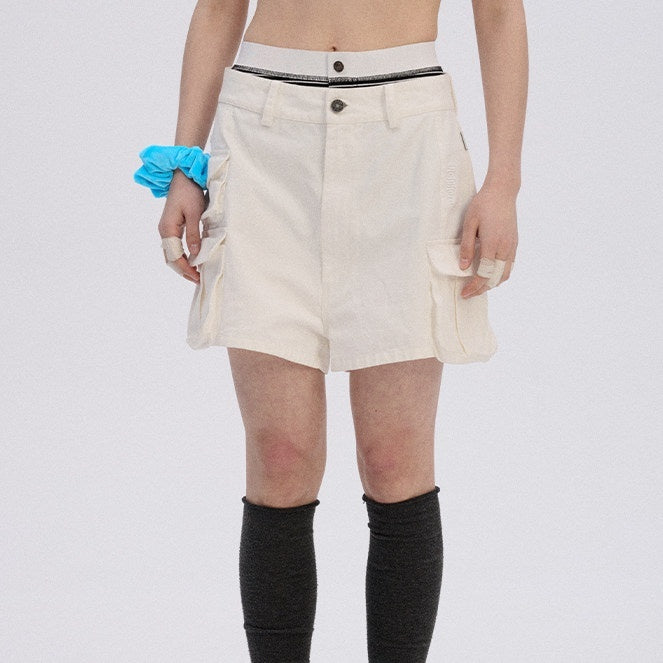 Achihara_Wide_Leg_Pocketed_Workwear_Button_Fly_Mid_Low_Rise_Women'S_Cotton_Cargo_Shorts_MISSTT