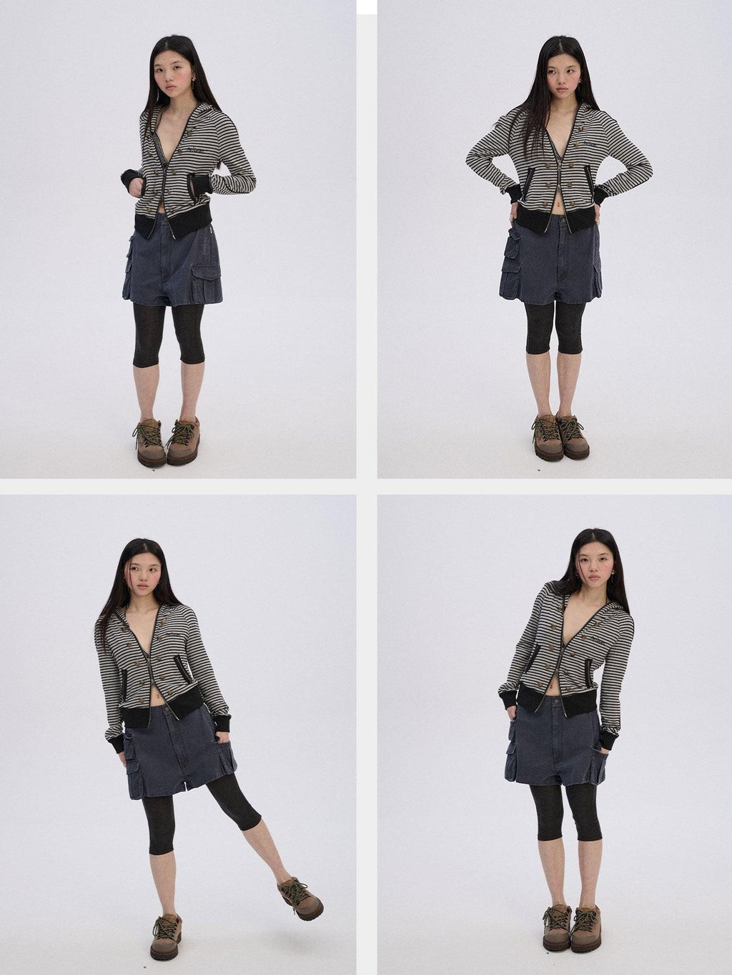 Achihara Wide Leg Pocketed Workwear Button Fly Mid Low Rise Women'S Cotton Cargo Shorts