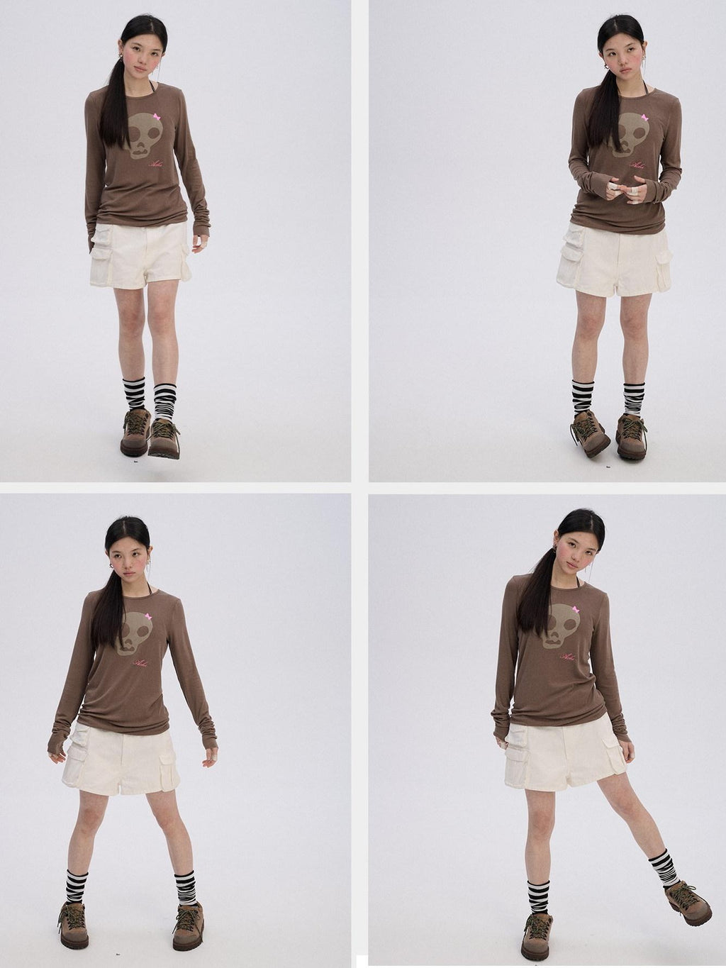 Achihara Wide Leg Pocketed Workwear Button Fly Mid Low Rise Women'S Cotton Cargo Shorts