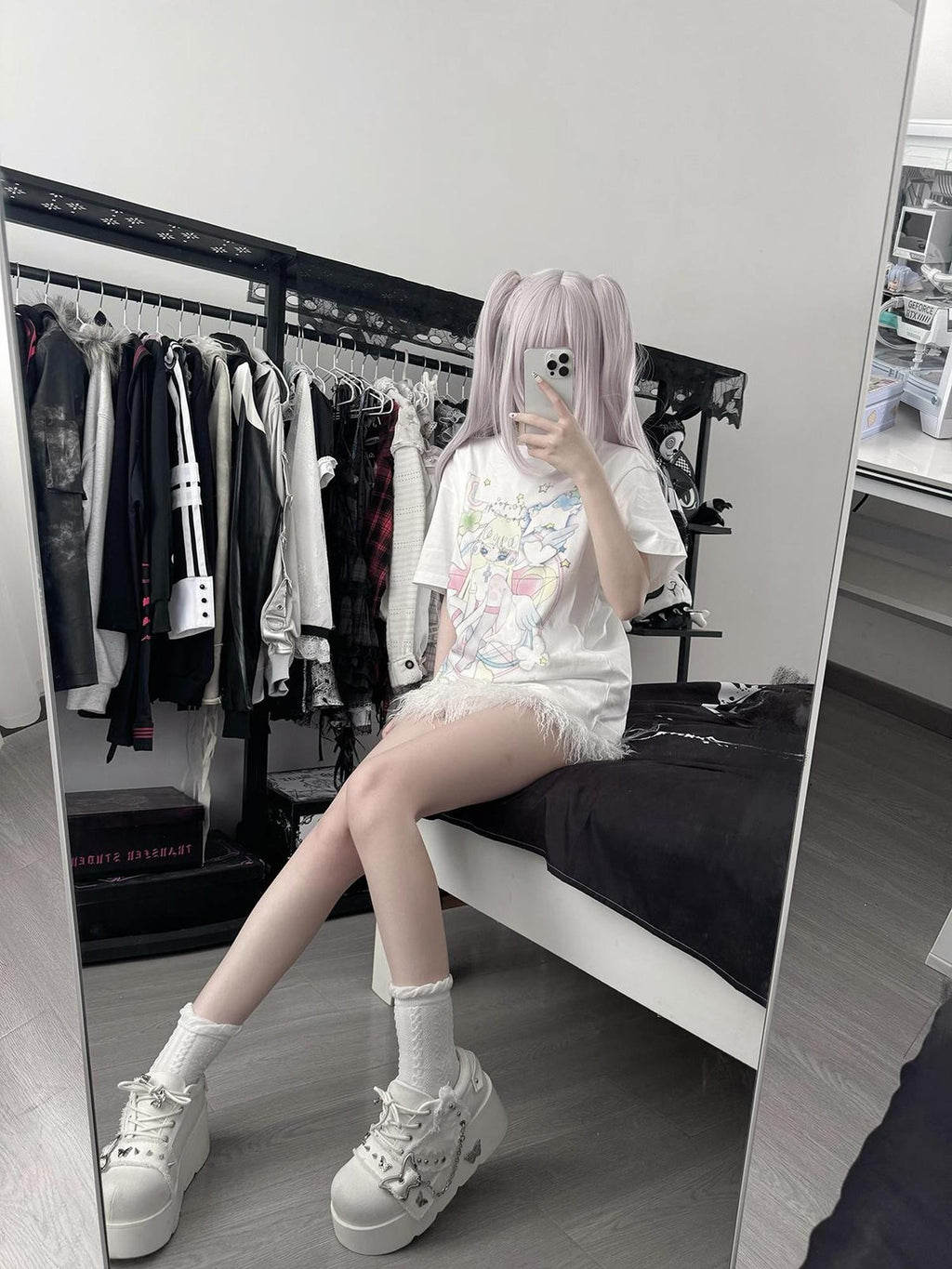 Alita26SS Angel Print Loose Fit Pure Cotton Women's Short Sleeve T-shirts