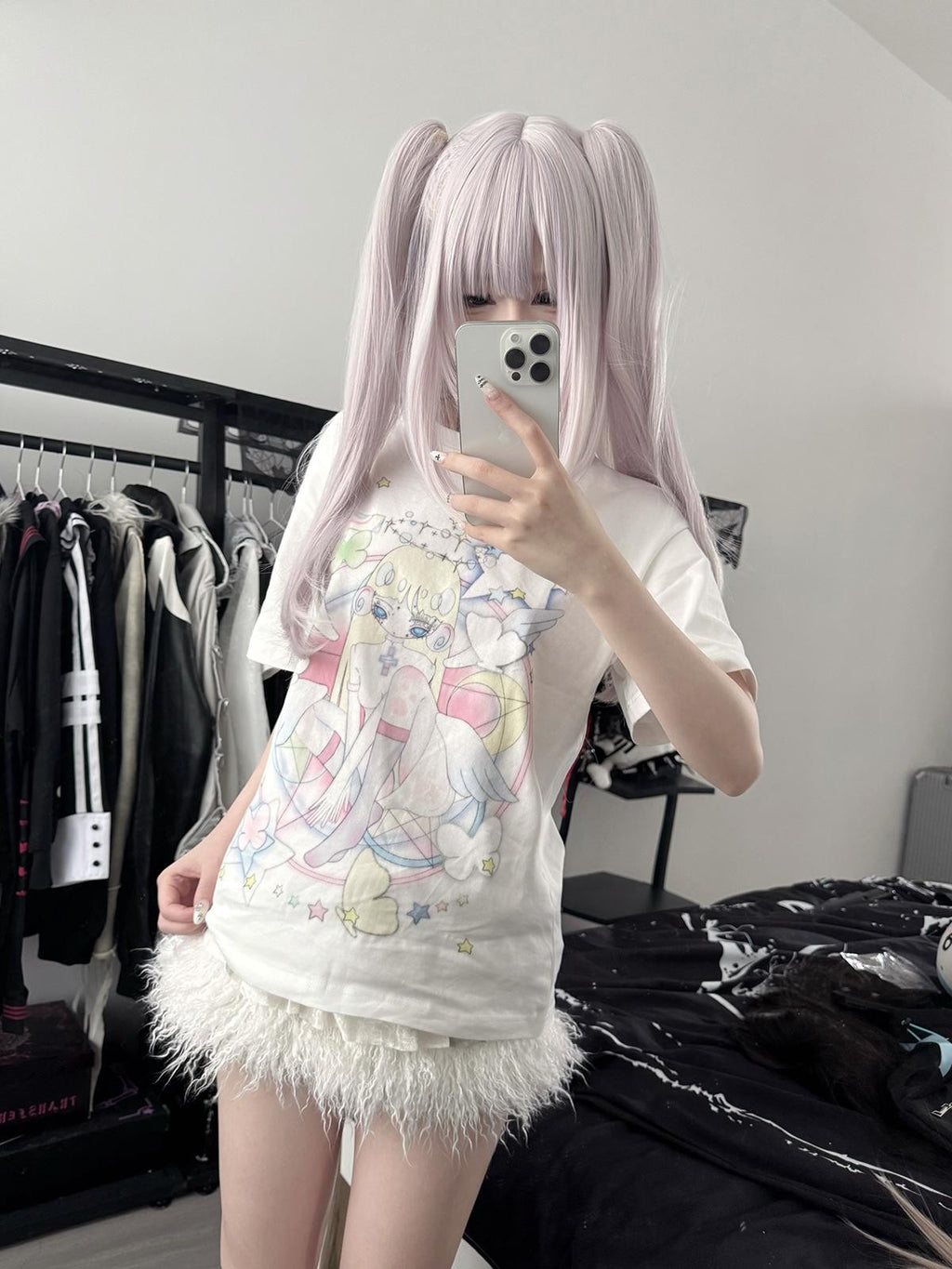 Alita26SS Angel Print Loose Fit Pure Cotton Women's Short Sleeve T-shirts