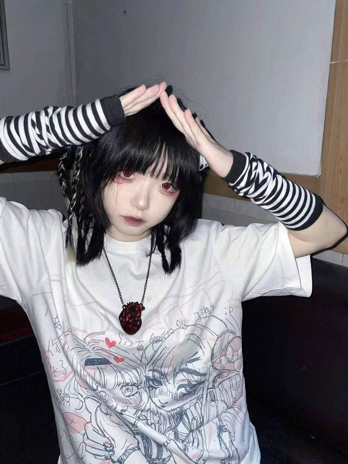Alita26SS Anime Cartoon Print Loose Fit Cotton Women's Graphic T-shirts
