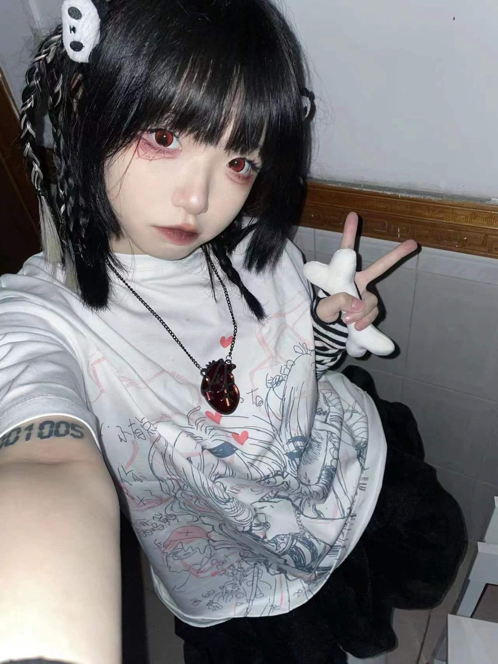 Alita26SS Anime Cartoon Print Loose Fit Cotton Women's Graphic T-shirts