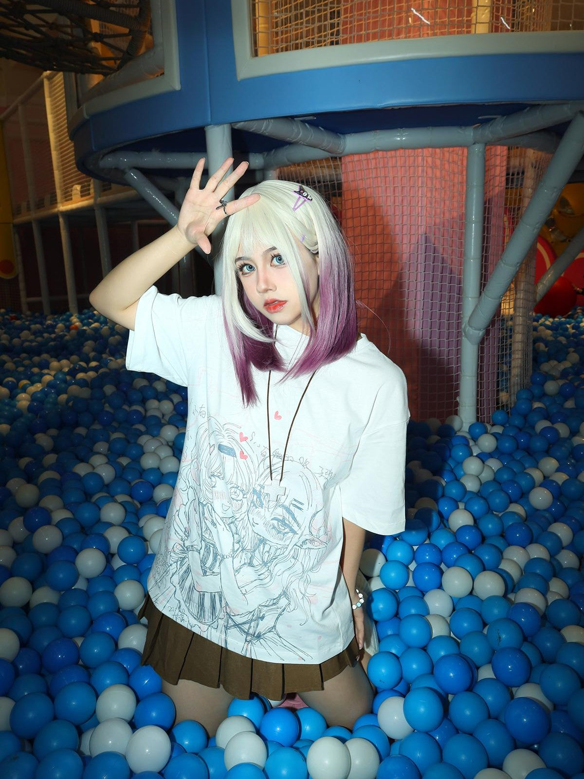 Alita26SS Anime Cartoon Print Loose Fit Cotton Women's Graphic T-shirts