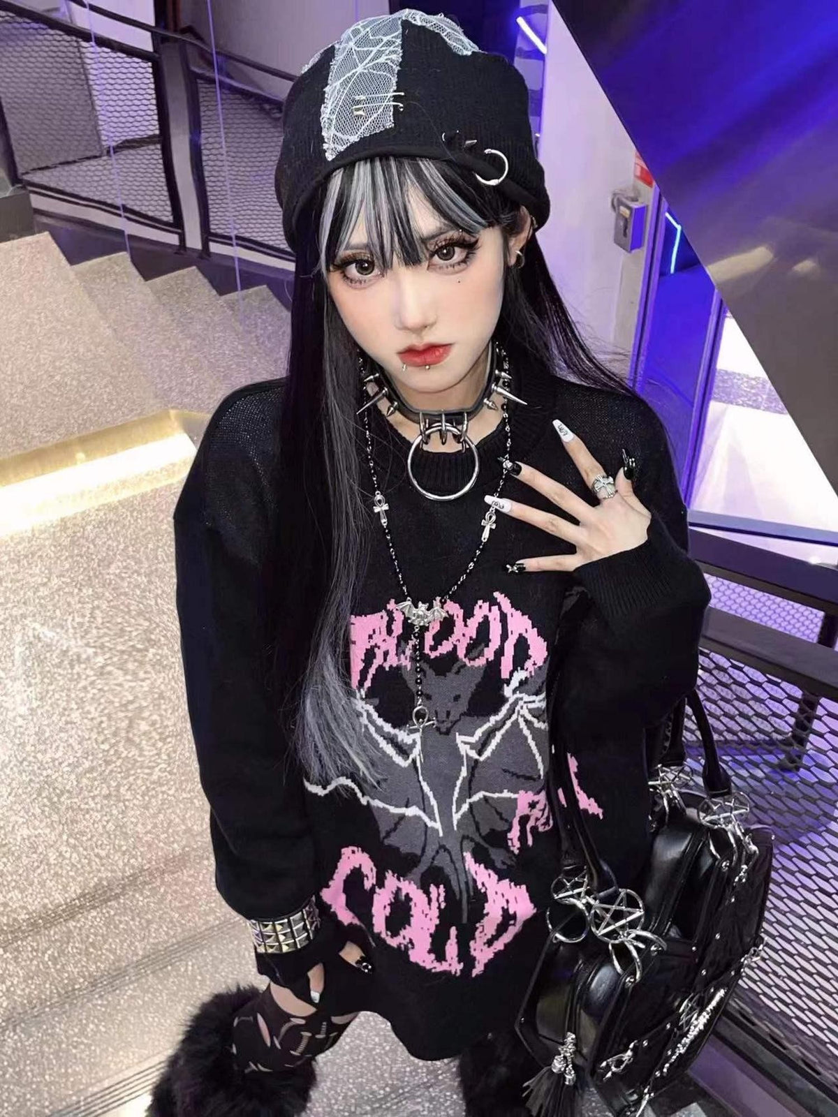 Alita26SS Cartoon Anime Embroidered Round Neck Women's Long Sleeve T-shirts