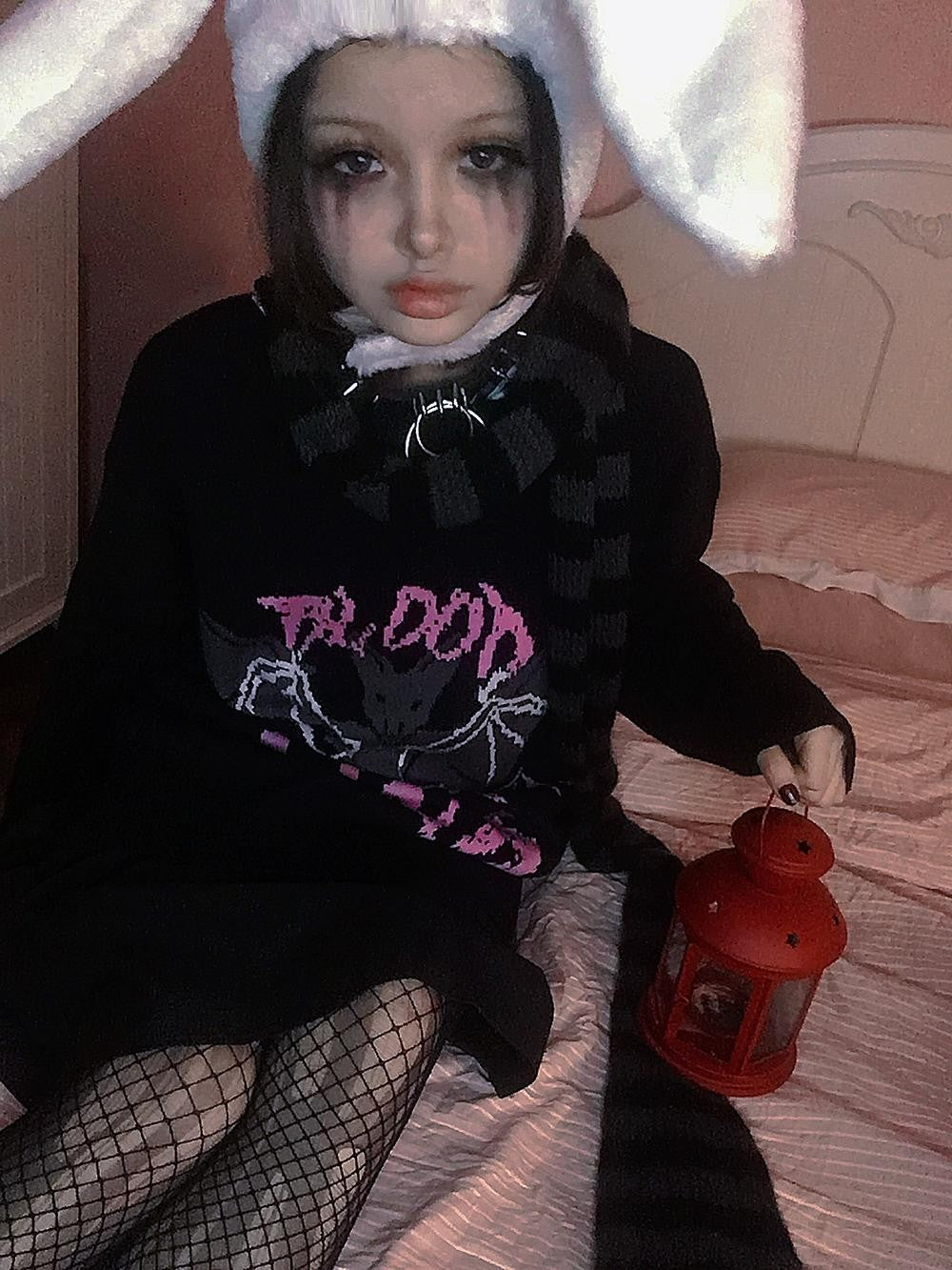Alita26SS Cartoon Anime Embroidered Round Neck Women's Long Sleeve T-shirts