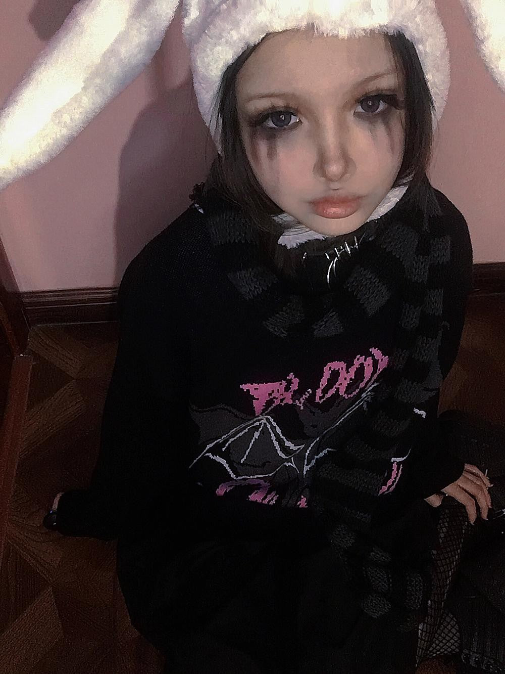 Alita26SS Cartoon Anime Embroidered Round Neck Women's Long Sleeve T-shirts