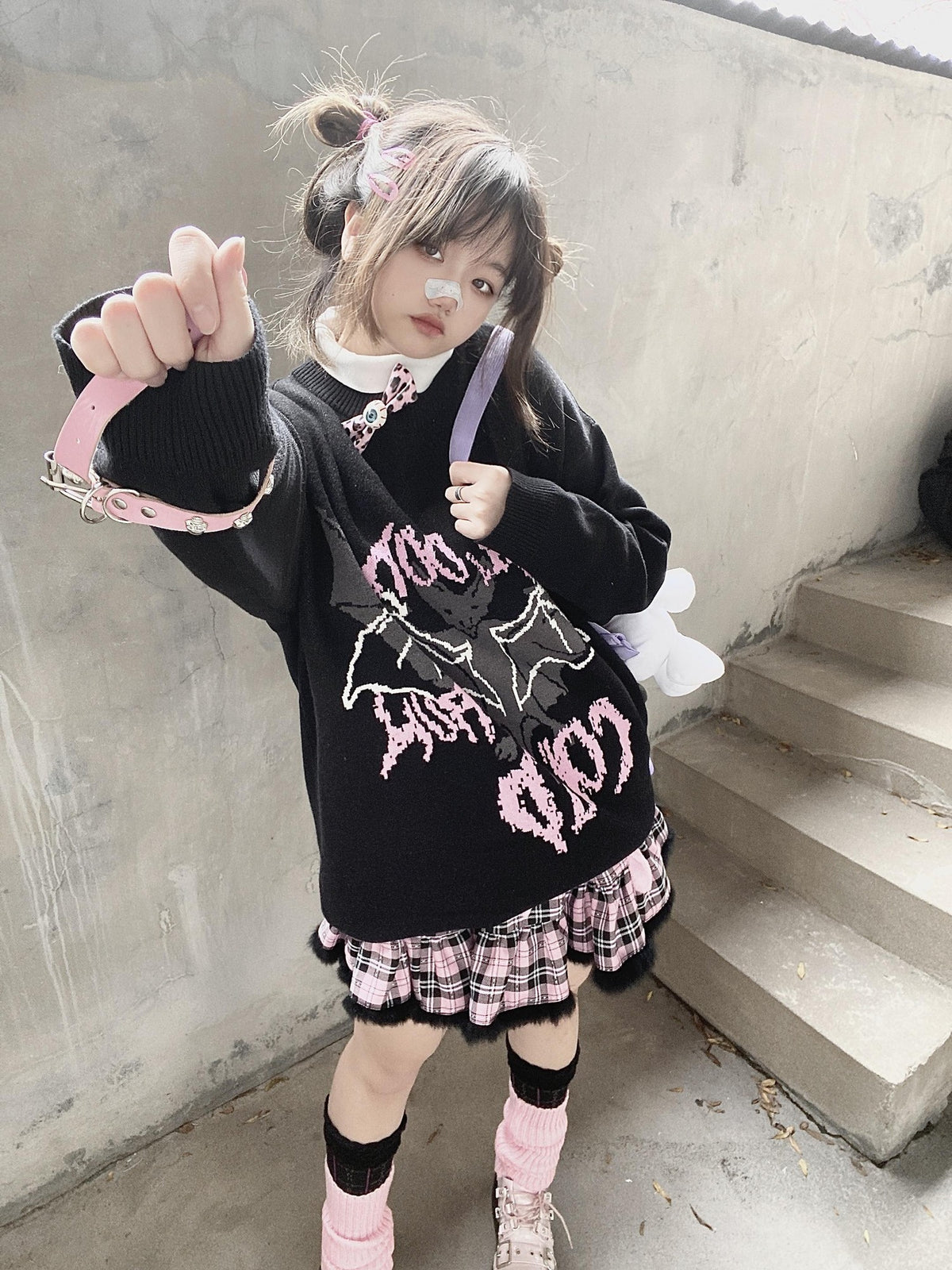 Alita26SS Cartoon Anime Embroidered Round Neck Women's Long Sleeve T-shirts