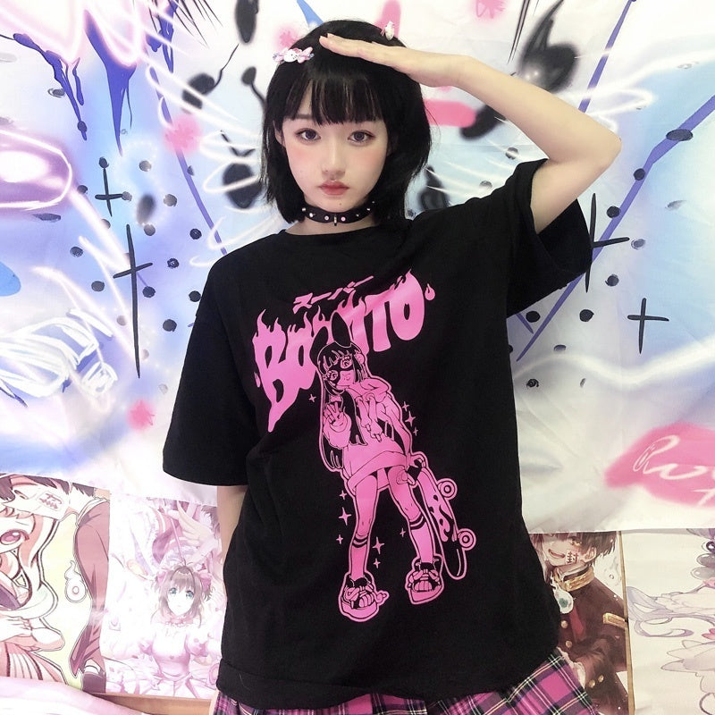 Alita26SS_Cartoon_Anime_Print_Harajuku_Jk_Loose_Women's_Cotton_Short_Sleeve_T-shirts_620621513455_MISSTT
