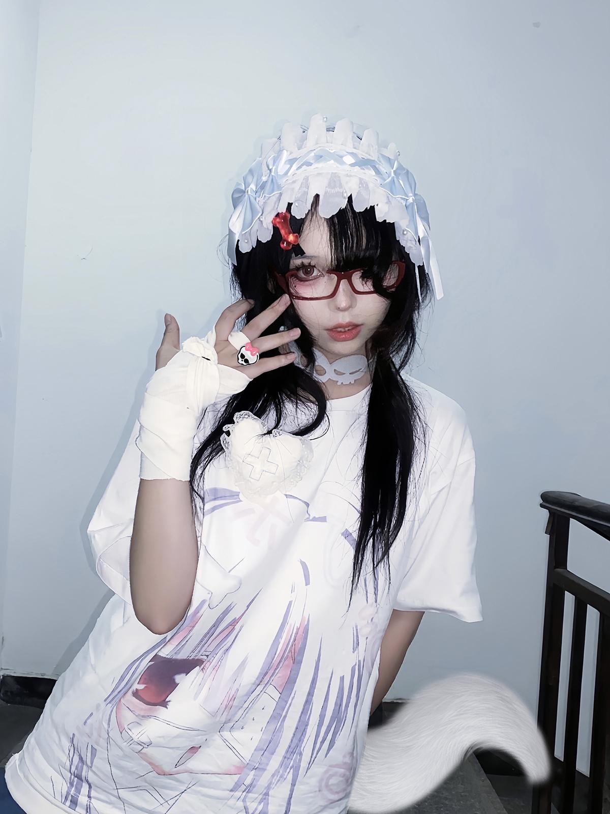 Alita26SS Cartoon Anime Print Loose Fit Women's Cotton Short Sleeve T-shirts
