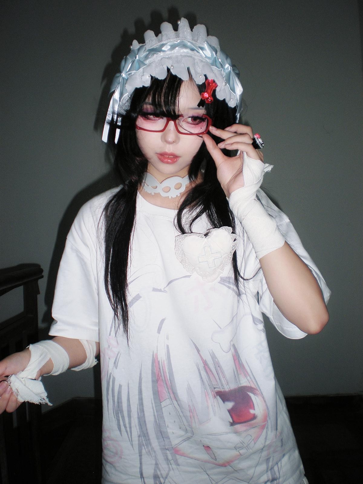 Alita26SS Cartoon Anime Print Loose Fit Women's Cotton Short Sleeve T-shirts