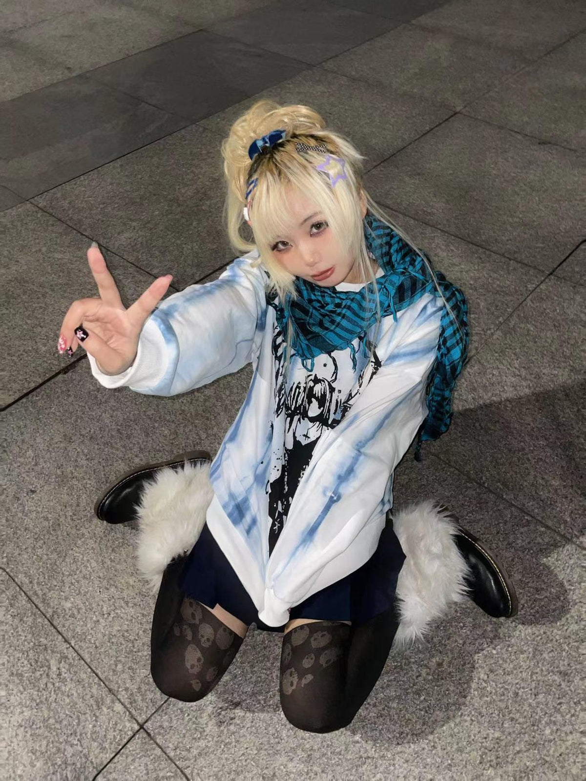 Alita26SS Cartoon Anime Print Loose Long Sleeve Women's Cotton Pullover Hoodies