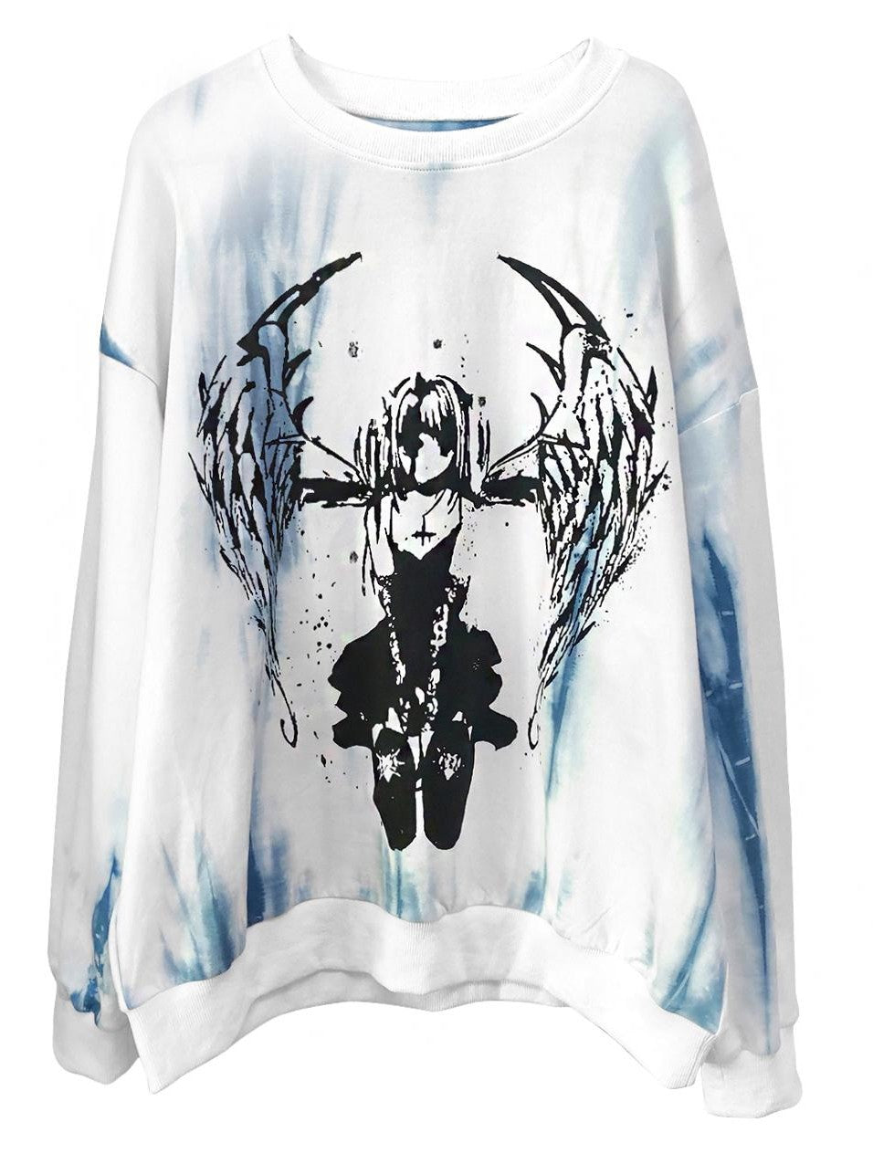 Alita26SS Cartoon Anime Print Loose Long Sleeve Women's Cotton Pullover Hoodies