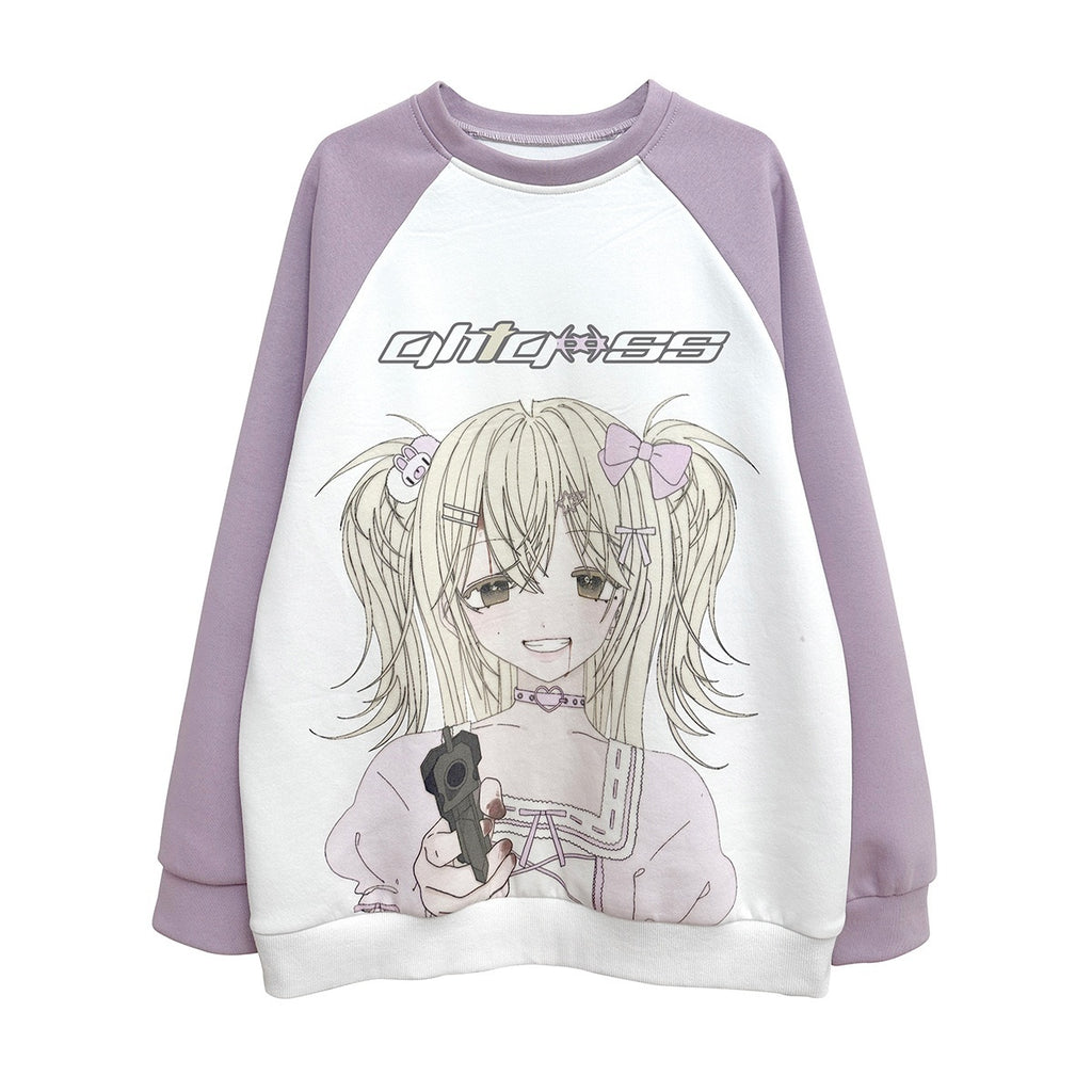 Alita26SS_Cartoon_Anime_Print_Loose_Raglan_Sleeve_Round_Neck_Women's_Cotton_Sweatshirts_743122296640_MISSTT