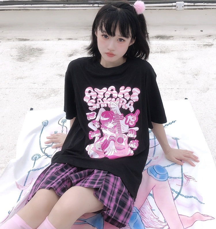 Alita26SS_Cartoon_Anime_Print_Loose_Round_Neck_Women's_Short_Sleeve_T-shirts_620621653533_MISSTT
