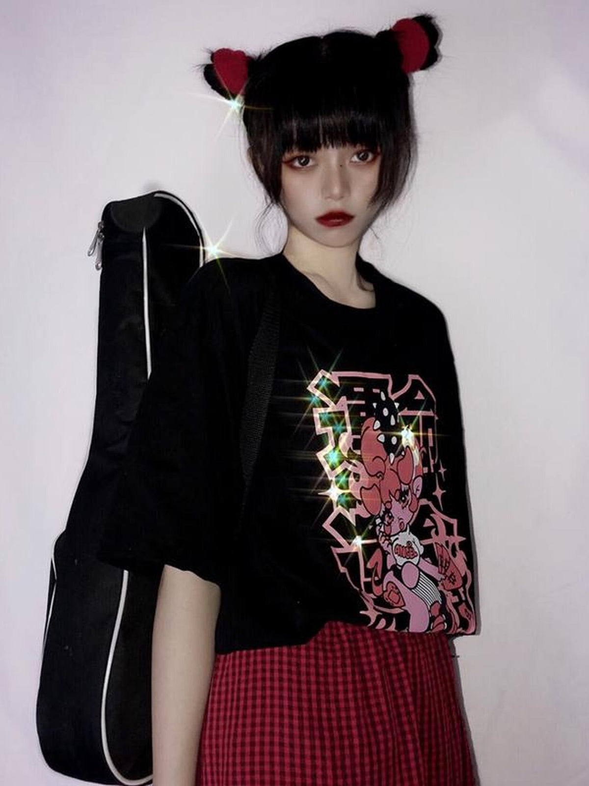 Alita26SS Cartoon Anime Print Loose Round Neck Women's Short Sleeve T-shirts