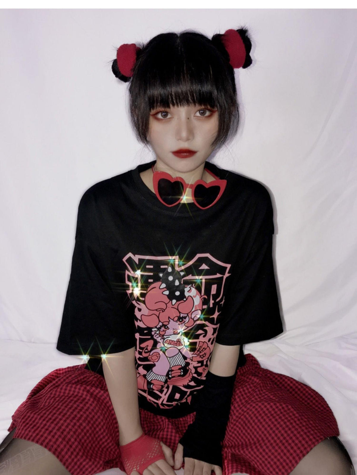 Alita26SS Cartoon Anime Print Loose Round Neck Women's Short Sleeve T-shirts
