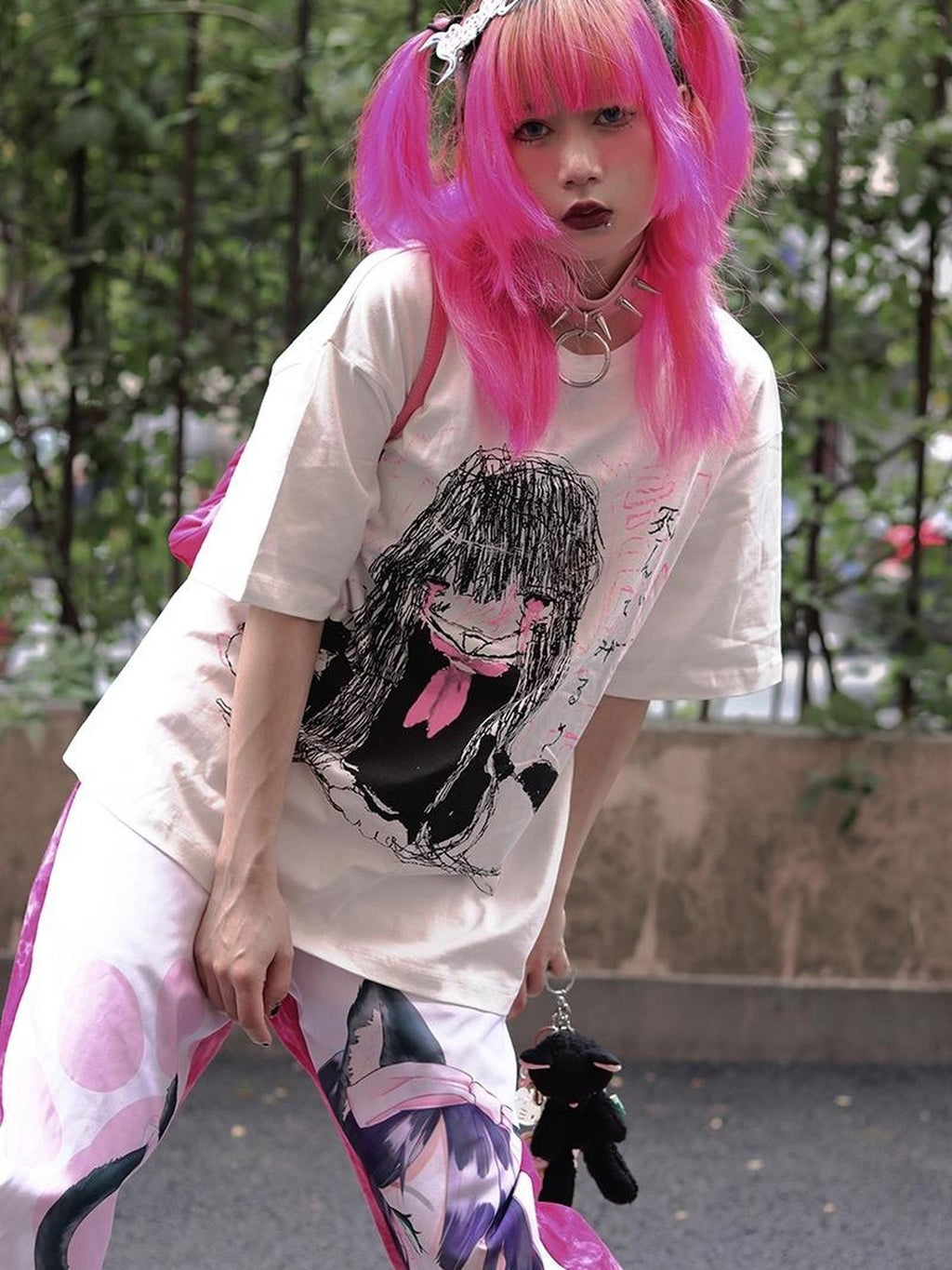 Alita26SS Cartoon Anime Print Round Neck Women's Cotton Oversized T-shirts