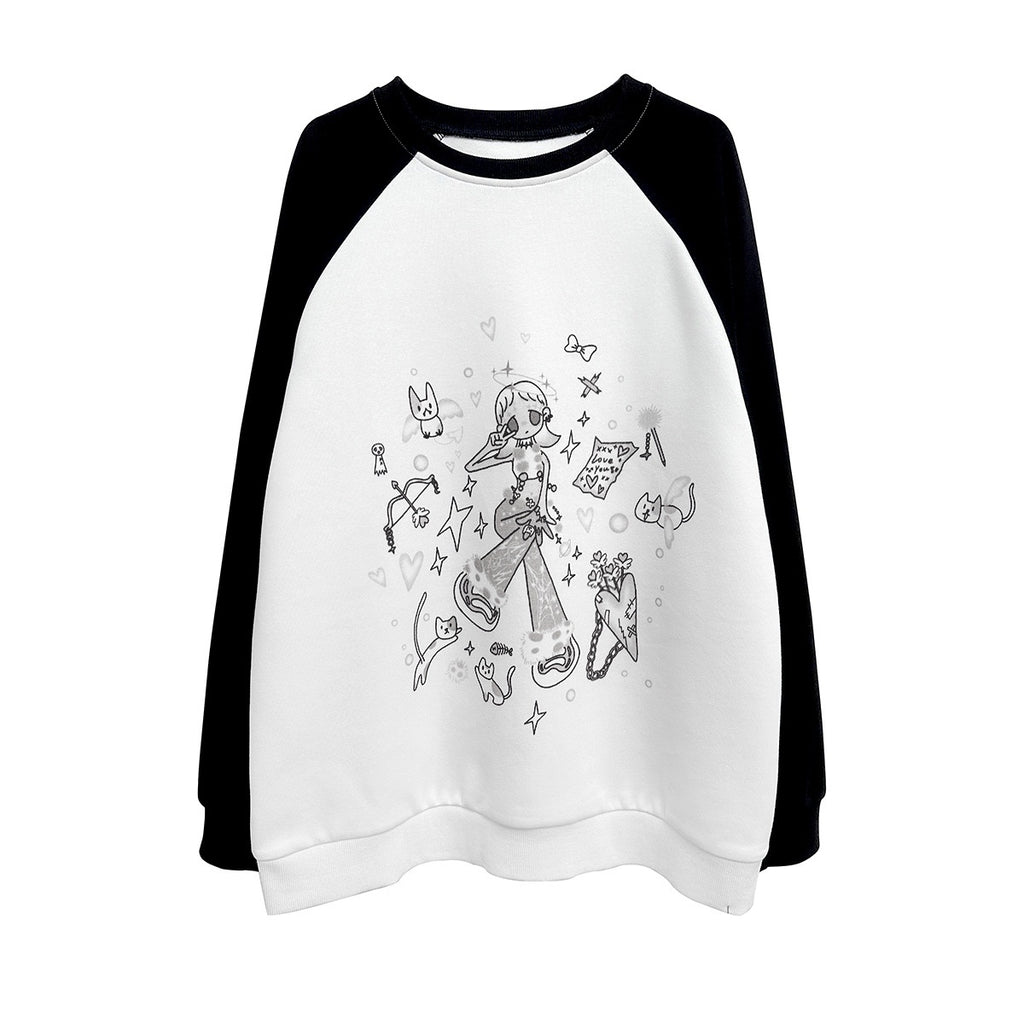 Alita26SS_Cartoon_Anime_Water_Paste_Print_Loose_Raglan_Sleeve_Women's_Cotton_Sweatshirts_1011668536600_MISSTT