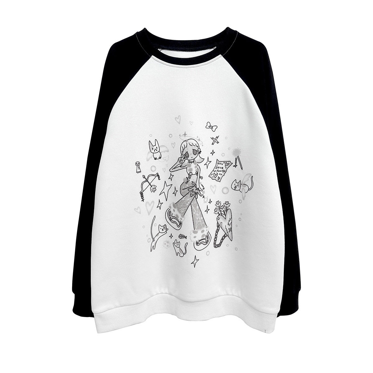 Alita26SS_Cartoon_Anime_Water_Paste_Print_Loose_Raglan_Sleeve_Women's_Cotton_Sweatshirts_1011668536600_MISSTT