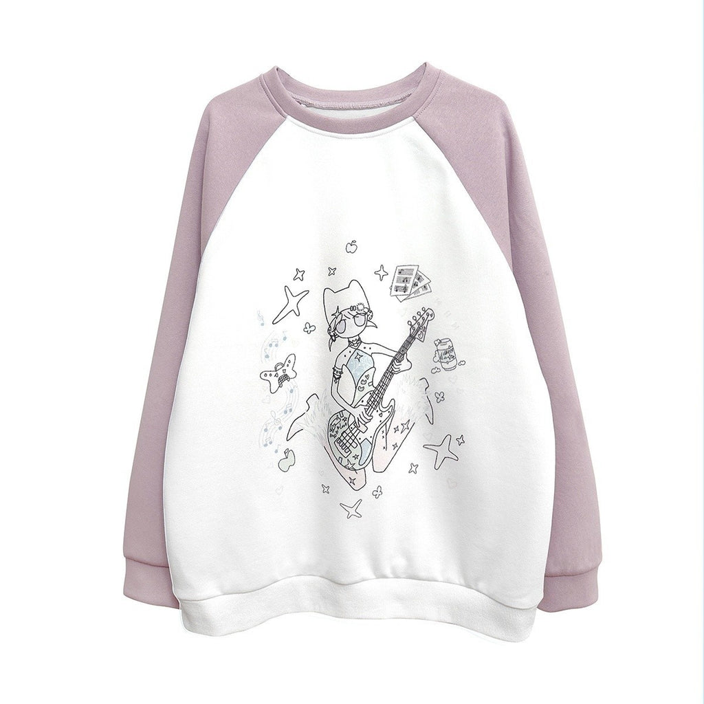 Alita26SS_Cartoon_Anime_Water_Paste_Print_Loose_Raglan_Sleeve_Women's_Cotton_Sweatshirts_1011668536600_MISSTT