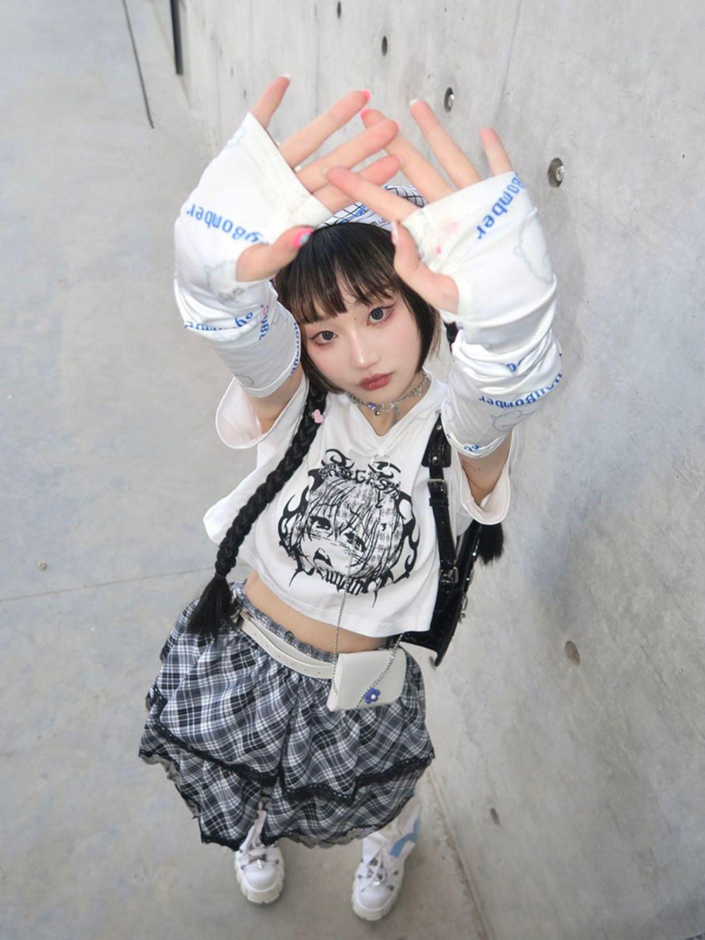 Alita26SS Cartoon Print Graphic Streetwear Women's Cotton Crop Tops